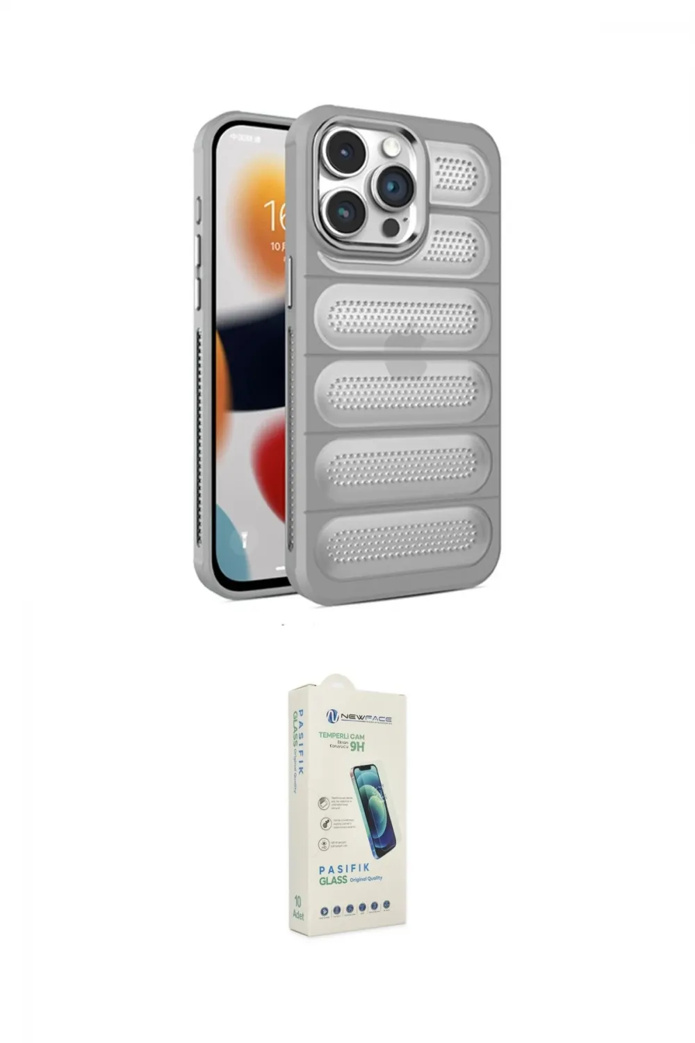 ieg™ iPhone 14 Pro Kılıf Yadigar Doku Özel Seri - Şeffaf Pasifik Cam Ekran Koruyucu