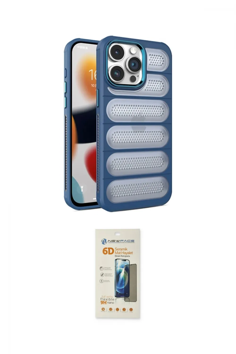 ieg™ iPhone 14 Pro Kılıf Yadigar Doku Özel Seri - Siyah 6D Mat Seramik Hayalet Nano Ekran Koruyucu