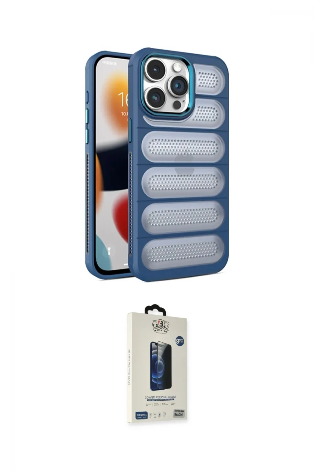 ieg™ iPhone 14 Pro Kılıf Yadigar Doku Özel Seri - Siyah Bilvis Hayalet Cam Ekran Koruyucu