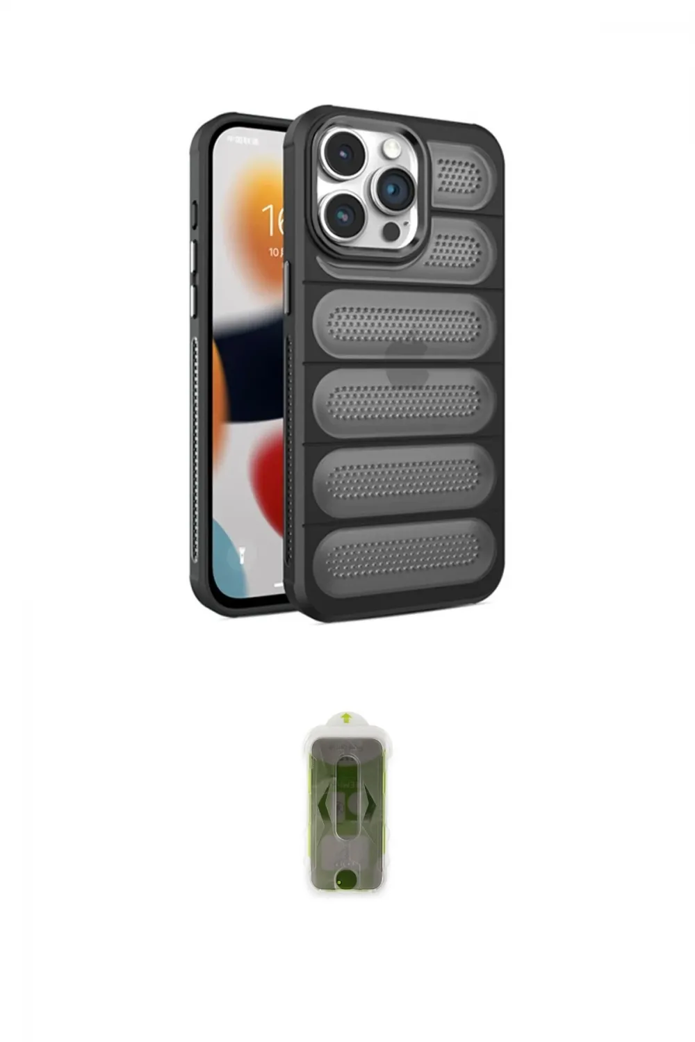 ieg™ iPhone 14 Pro Kılıf Yadigar Doku Özel Seri - Siyah Joko Magic 5D Hayalet Cam