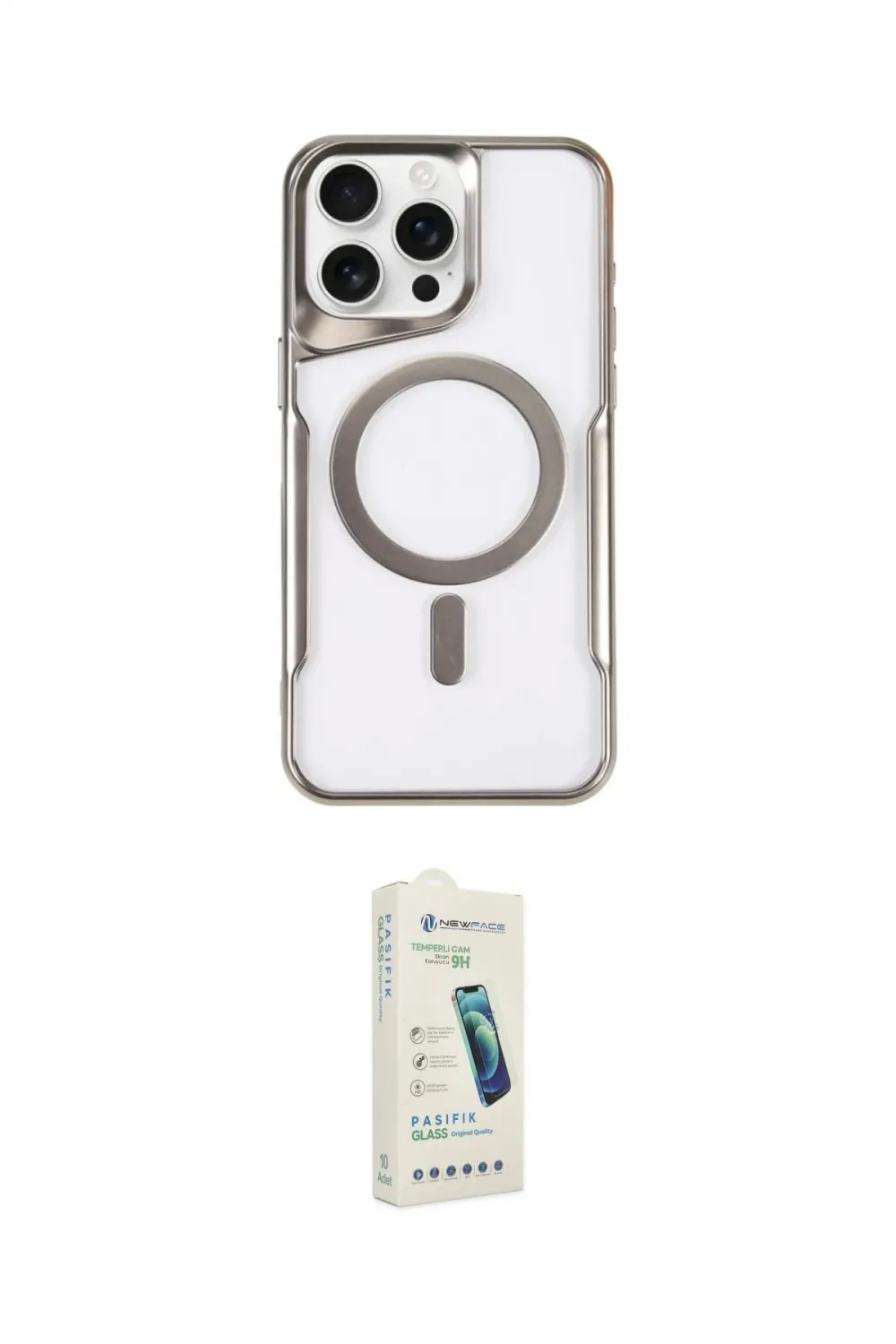ieg™ iPhone 14 Pro Kılıf Yadigar Klasik Özel Seri - Şeffaf Pasifik Cam Ekran Koruyucu