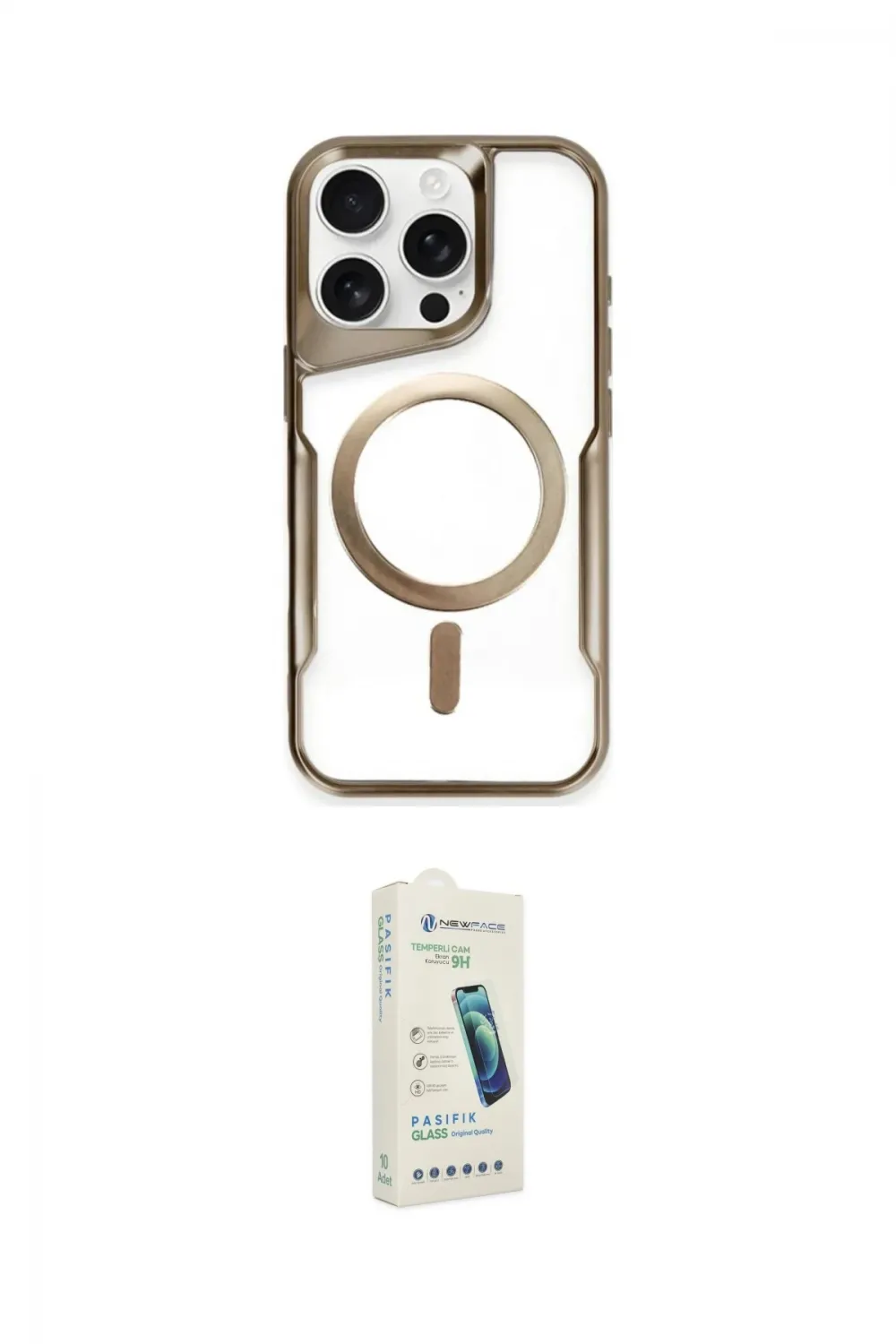 ieg™ iPhone 14 Pro Kılıf Yadigar Klasik Özel Seri - Şeffaf Pasifik Cam Ekran Koruyucu