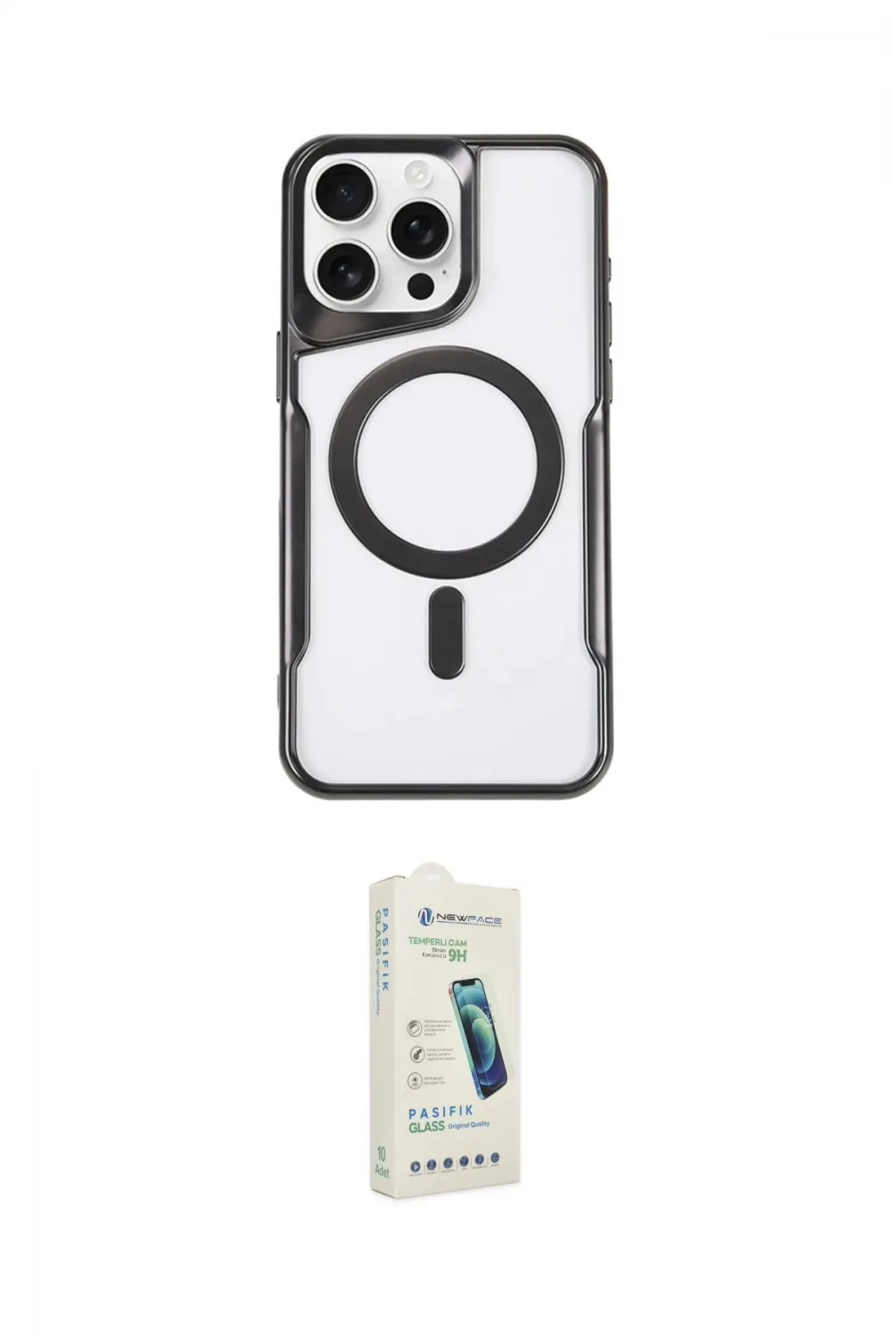 ieg™ iPhone 14 Pro Kılıf Yadigar Klasik Özel Seri - Şeffaf Pasifik Cam Ekran Koruyucu