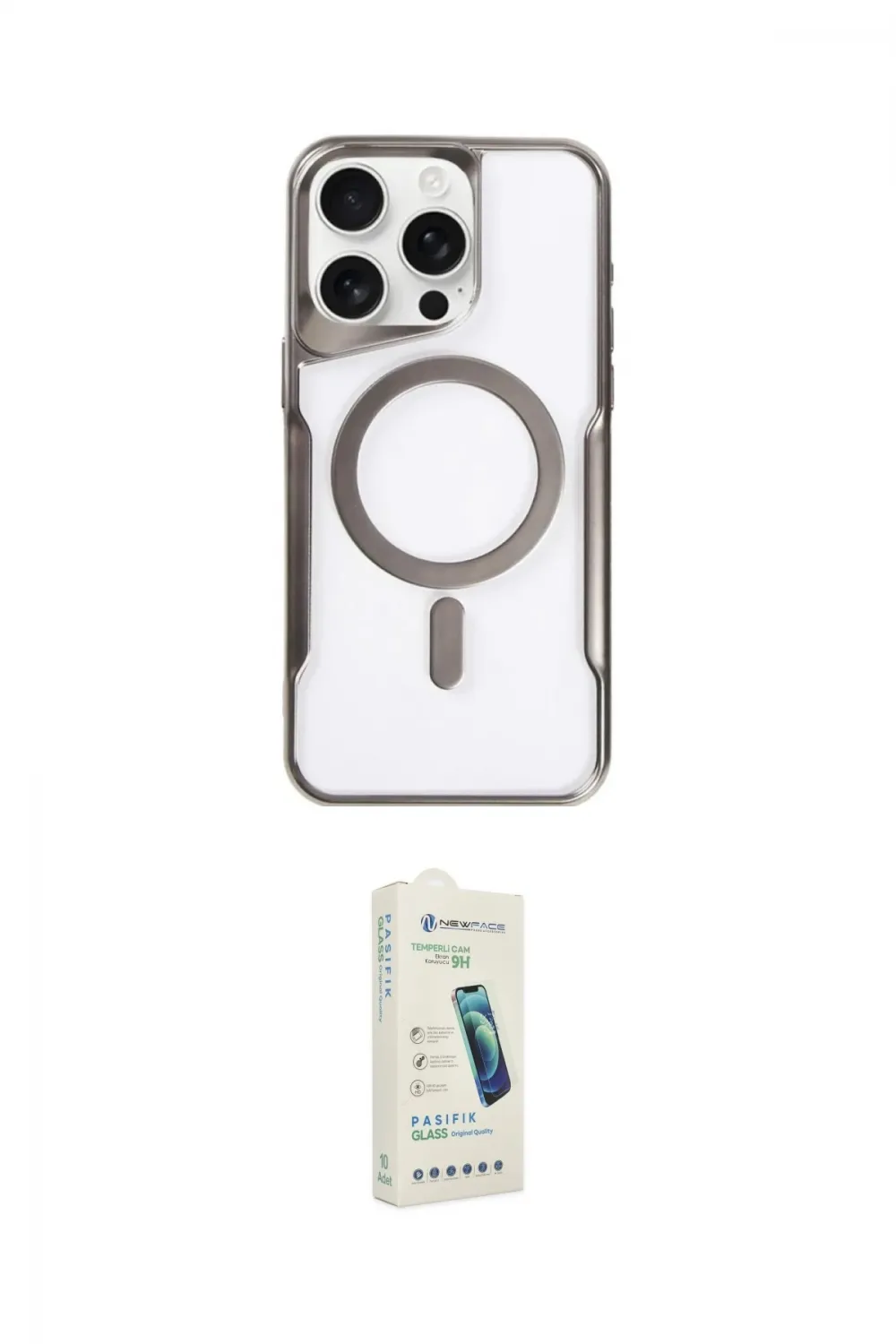 ieg™ iPhone 14 Pro Kılıf Yadigar Klasik Özel Seri - Şeffaf Pasifik Cam Ekran Koruyucu