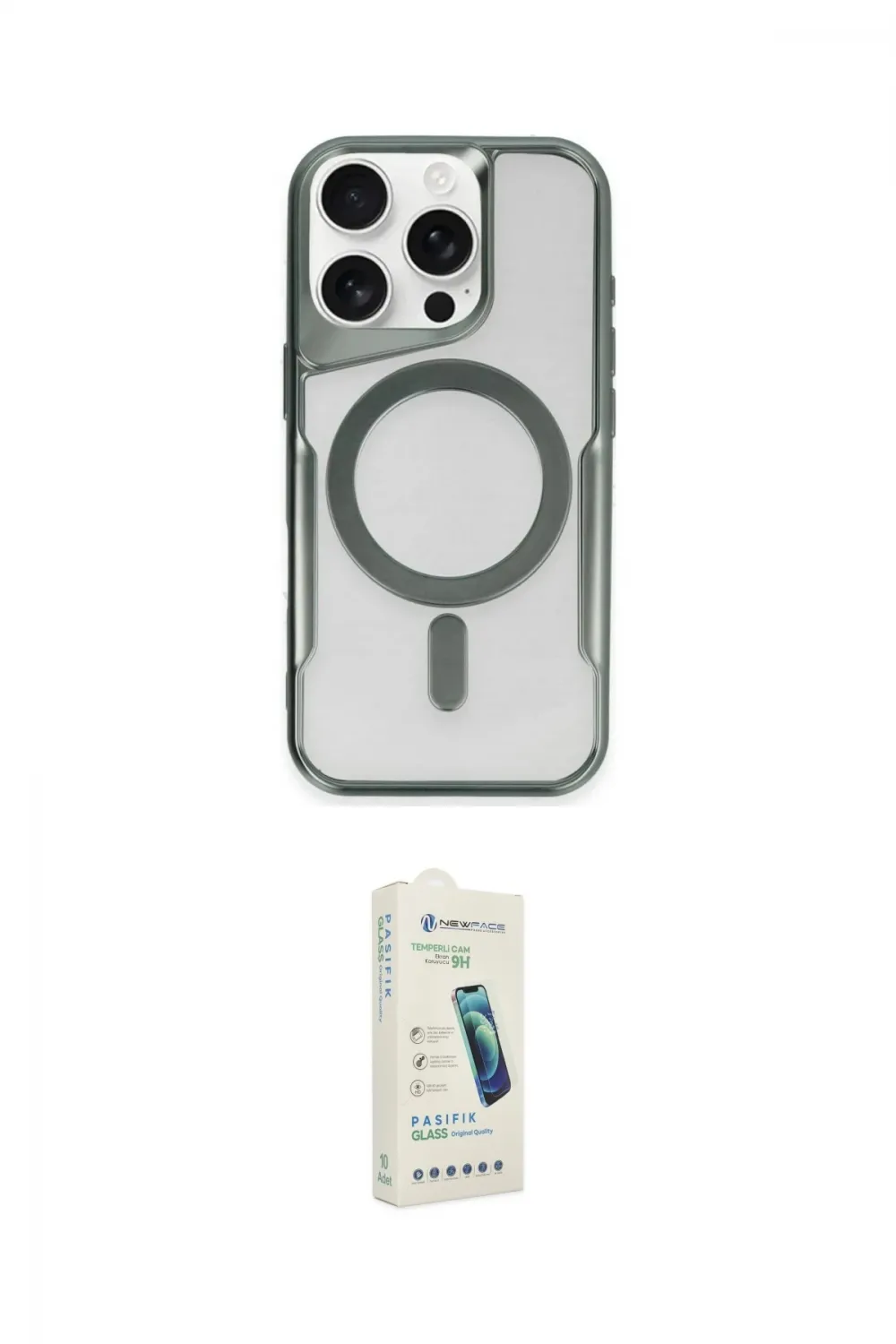 ieg™ iPhone 14 Pro Kılıf Yadigar Klasik Özel Seri - Şeffaf Pasifik Cam Ekran Koruyucu