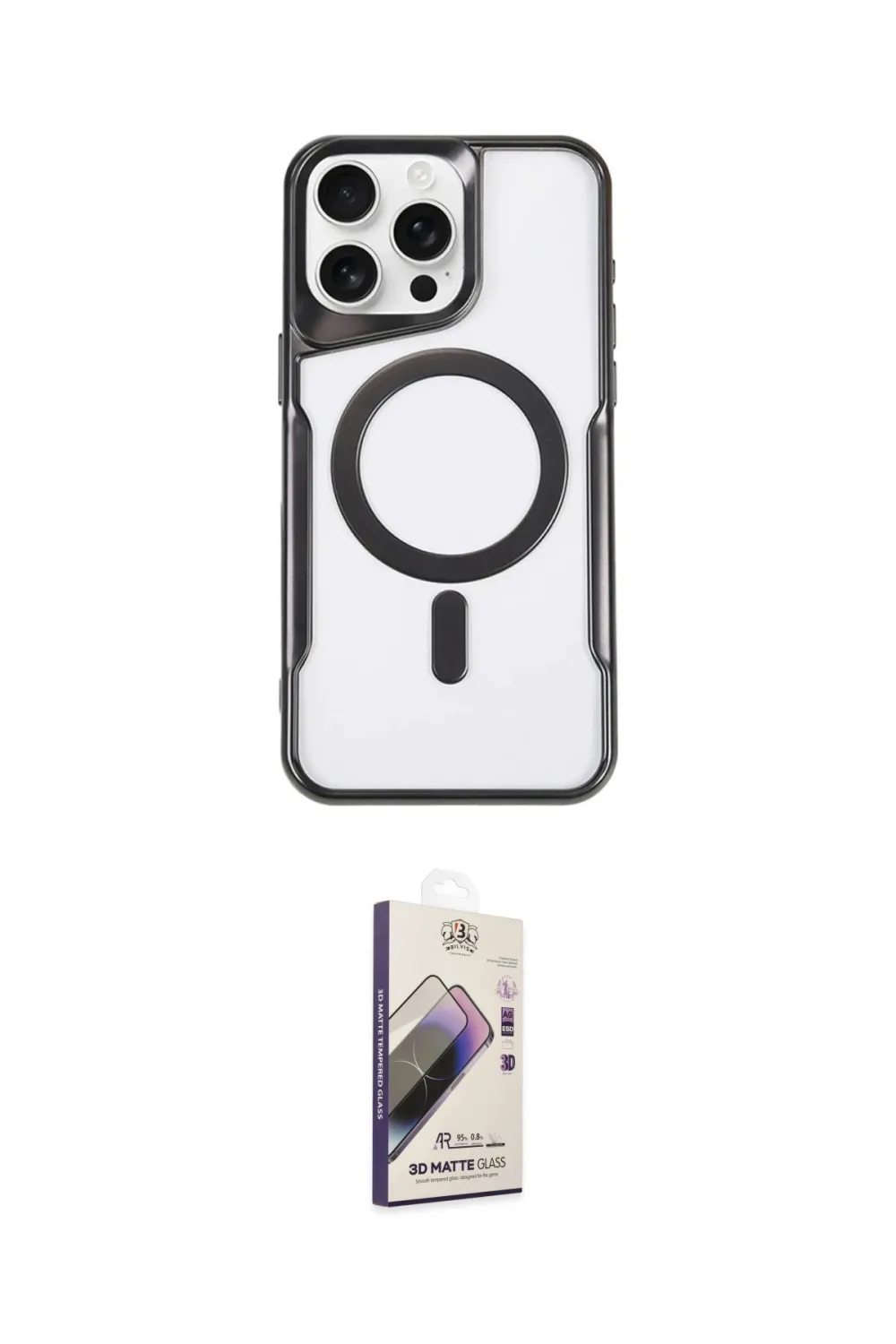ieg™ iPhone 14 Pro Kılıf Yadigar Klasik Özel Seri - Siyah Bilvis 3D Mat Cam Ekran Koruyucu