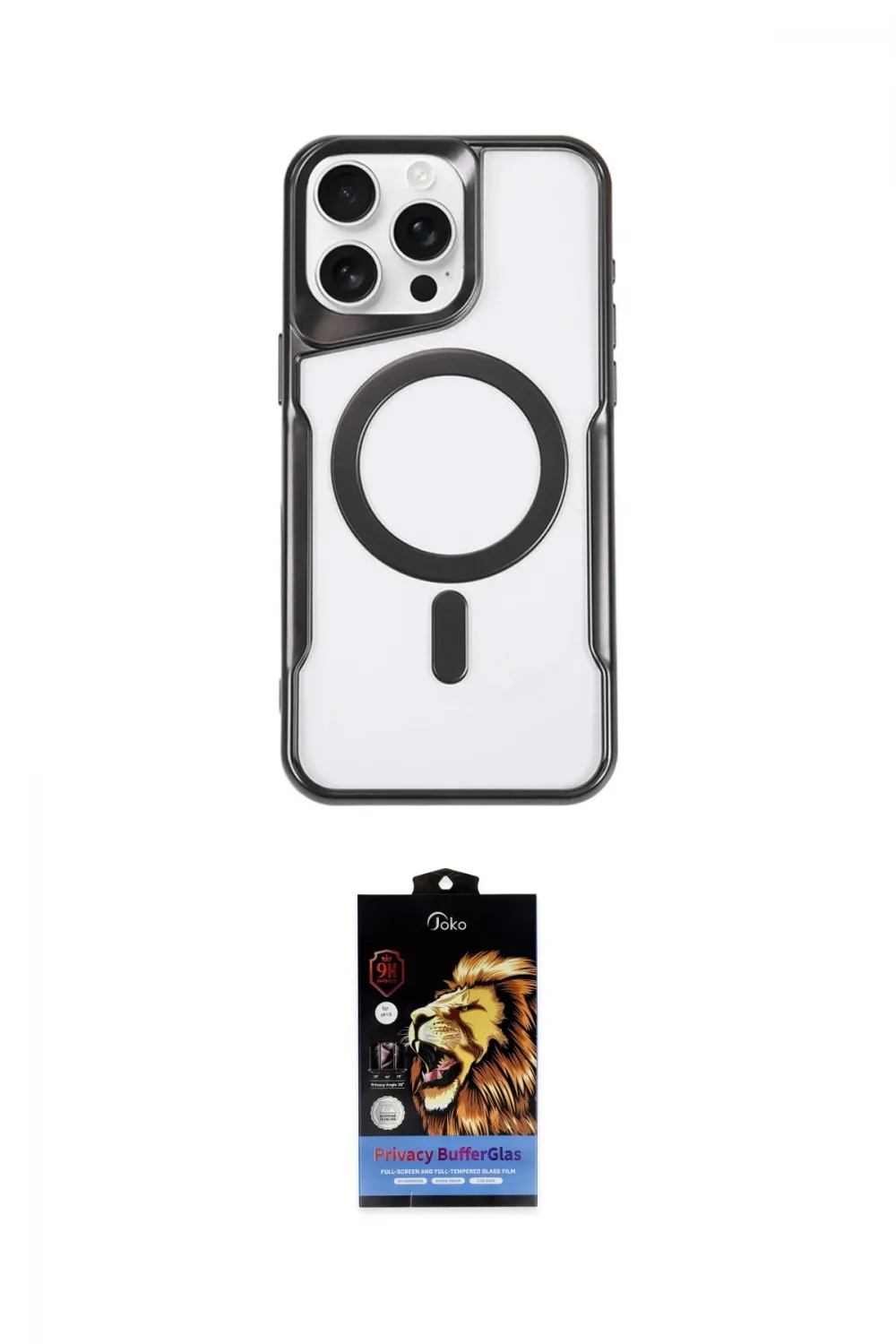 ieg™ iPhone 14 Pro Kılıf Yadigar Klasik Özel Seri - Siyah Buffer Hayalet Cam Ekran Koruyucu