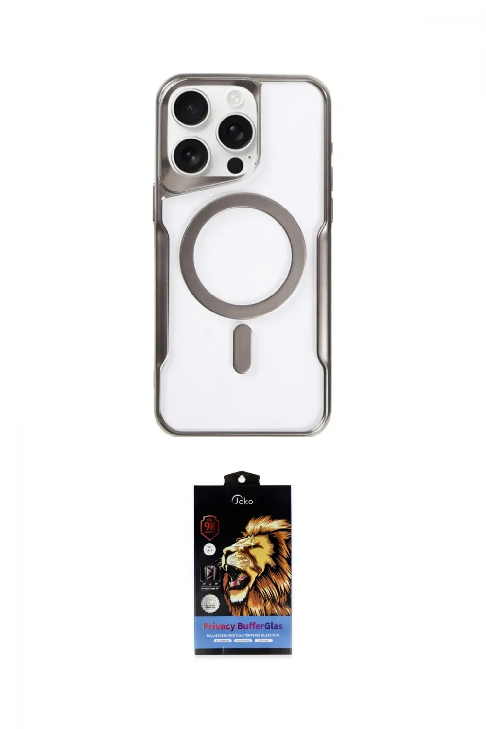 ieg™ iPhone 14 Pro Kılıf Yadigar Klasik Özel Seri - Siyah Buffer Hayalet Cam Ekran Koruyucu