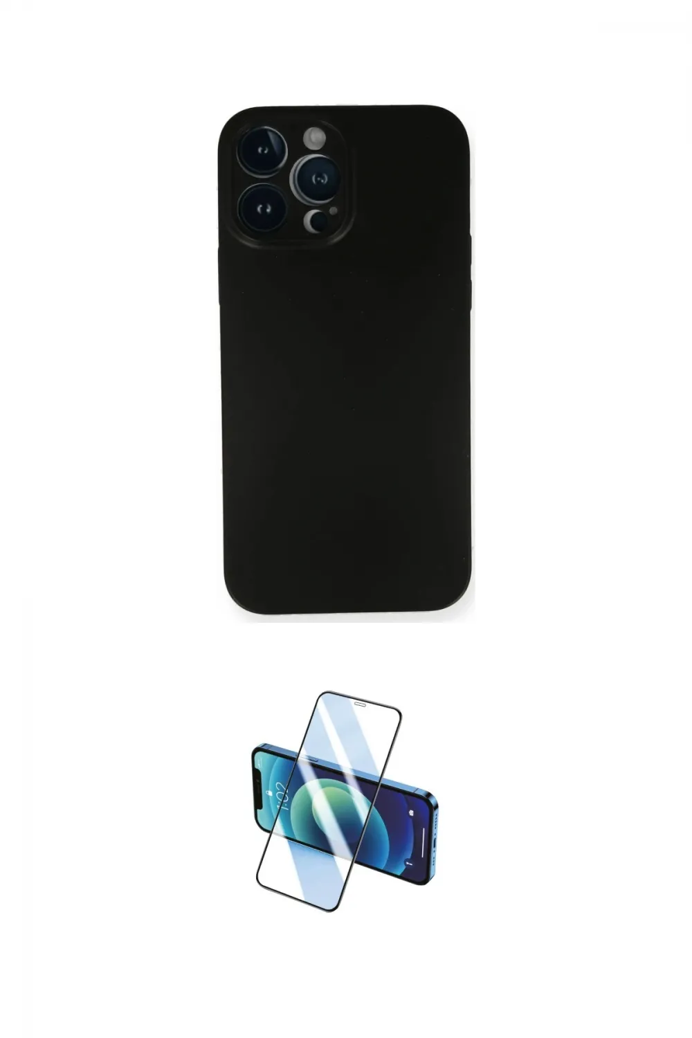 ieg™ iPhone 14 Pro Kılıf Yadigar Yansıma Serisi - Siyah 3D Antistatik Cam Ekran Koruyucu