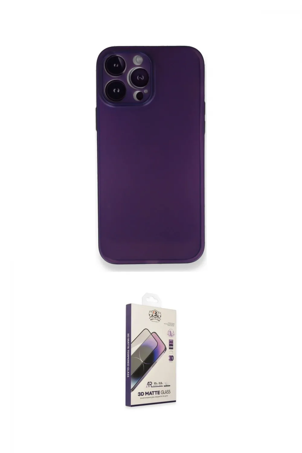 ieg™ iPhone 14 Pro Kılıf Yadigar Yansıma Serisi - Siyah Bilvis 3D Mat Cam Ekran Koruyucu