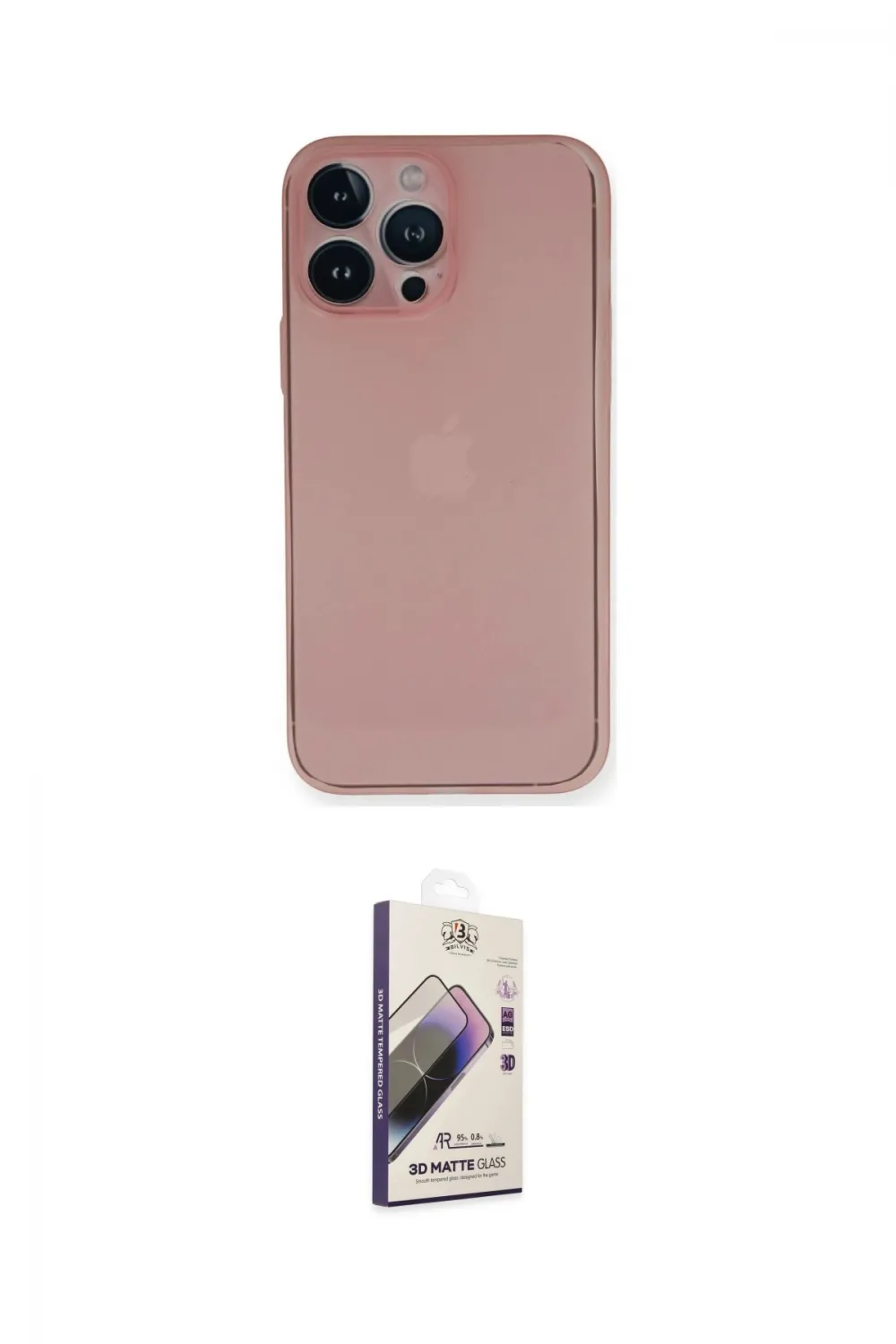 ieg™ iPhone 14 Pro Kılıf Yadigar Yansıma Serisi - Siyah Bilvis 3D Mat Cam Ekran Koruyucu
