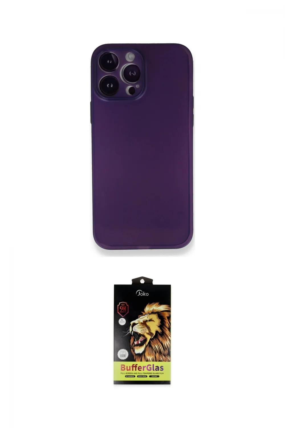 ieg™ iPhone 14 Pro Kılıf Yadigar Yansıma Serisi - Siyah Buffer Cam Ekran Koruyucu