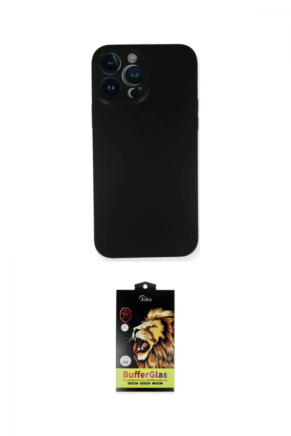 ieg™ iPhone 14 Pro Kılıf Yadigar Yansıma Serisi - Siyah Buffer Cam Ekran Koruyucu
