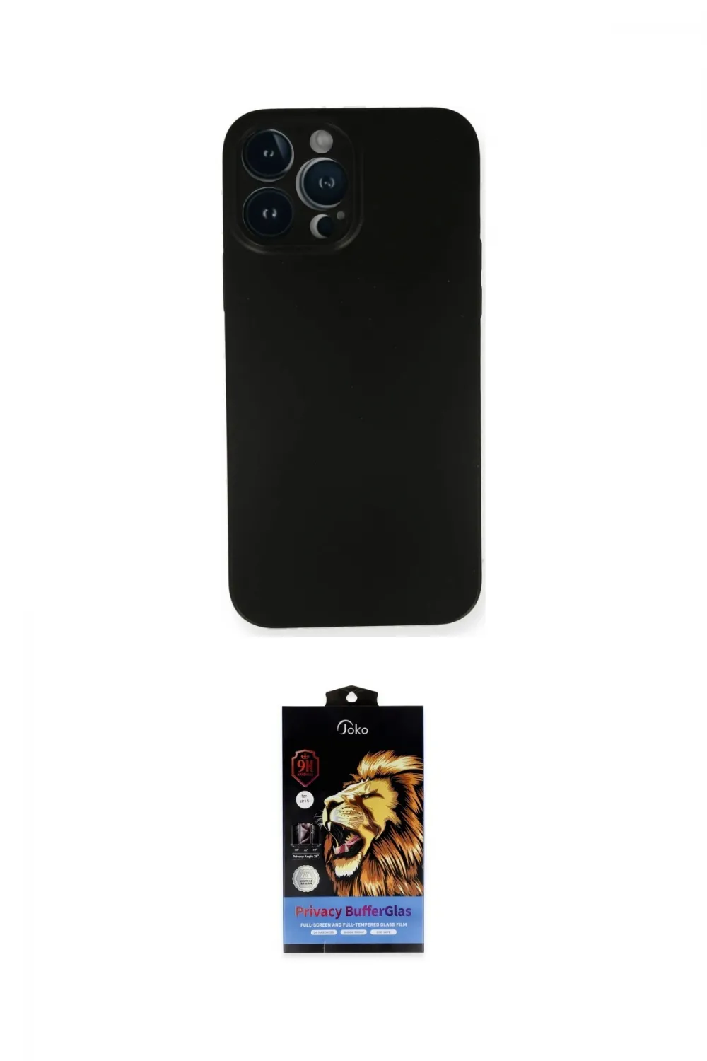 ieg™ iPhone 14 Pro Kılıf Yadigar Yansıma Serisi - Siyah Buffer Hayalet Cam Ekran Koruyucu