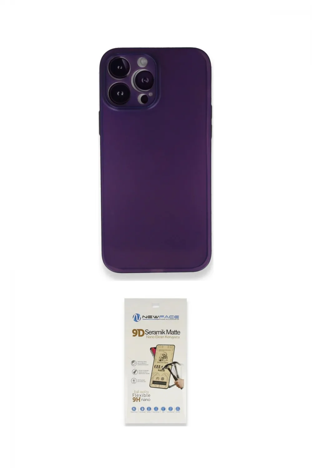 ieg™ iPhone 14 Pro Kılıf Yadigar Yansıma Serisi - Siyah Mat Seramik Nano Ekran Koruyucu