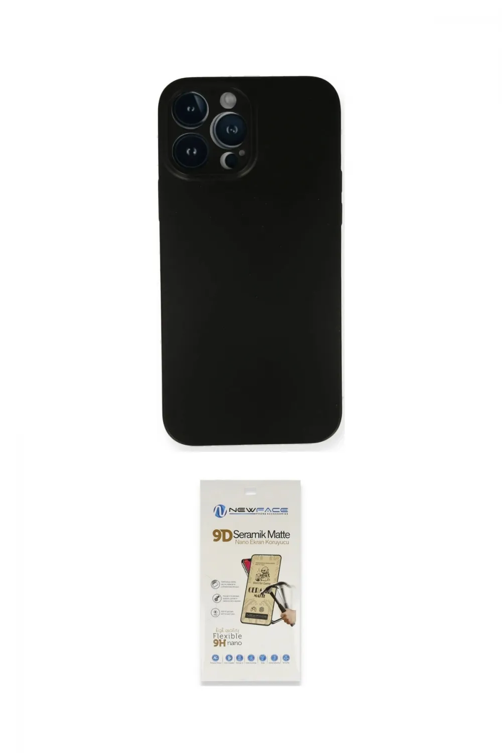 ieg™ iPhone 14 Pro Kılıf Yadigar Yansıma Serisi - Siyah Mat Seramik Nano Ekran Koruyucu