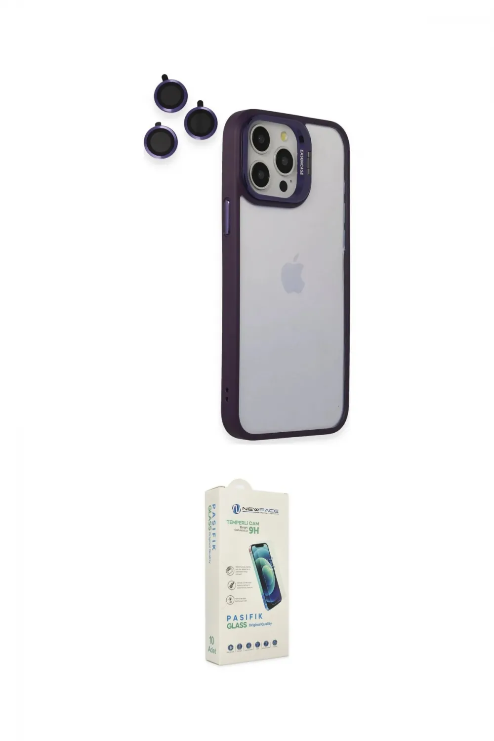 ieg™ iPhone 14 Pro Kılıf Yankı Asil Serisi - Şeffaf Pasifik Cam Ekran Koruyucu