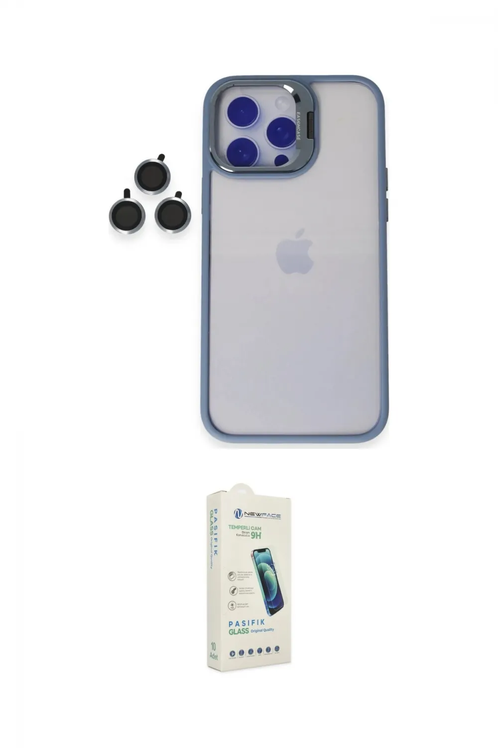 ieg™ iPhone 14 Pro Kılıf Yankı Asil Serisi - Şeffaf Pasifik Cam Ekran Koruyucu