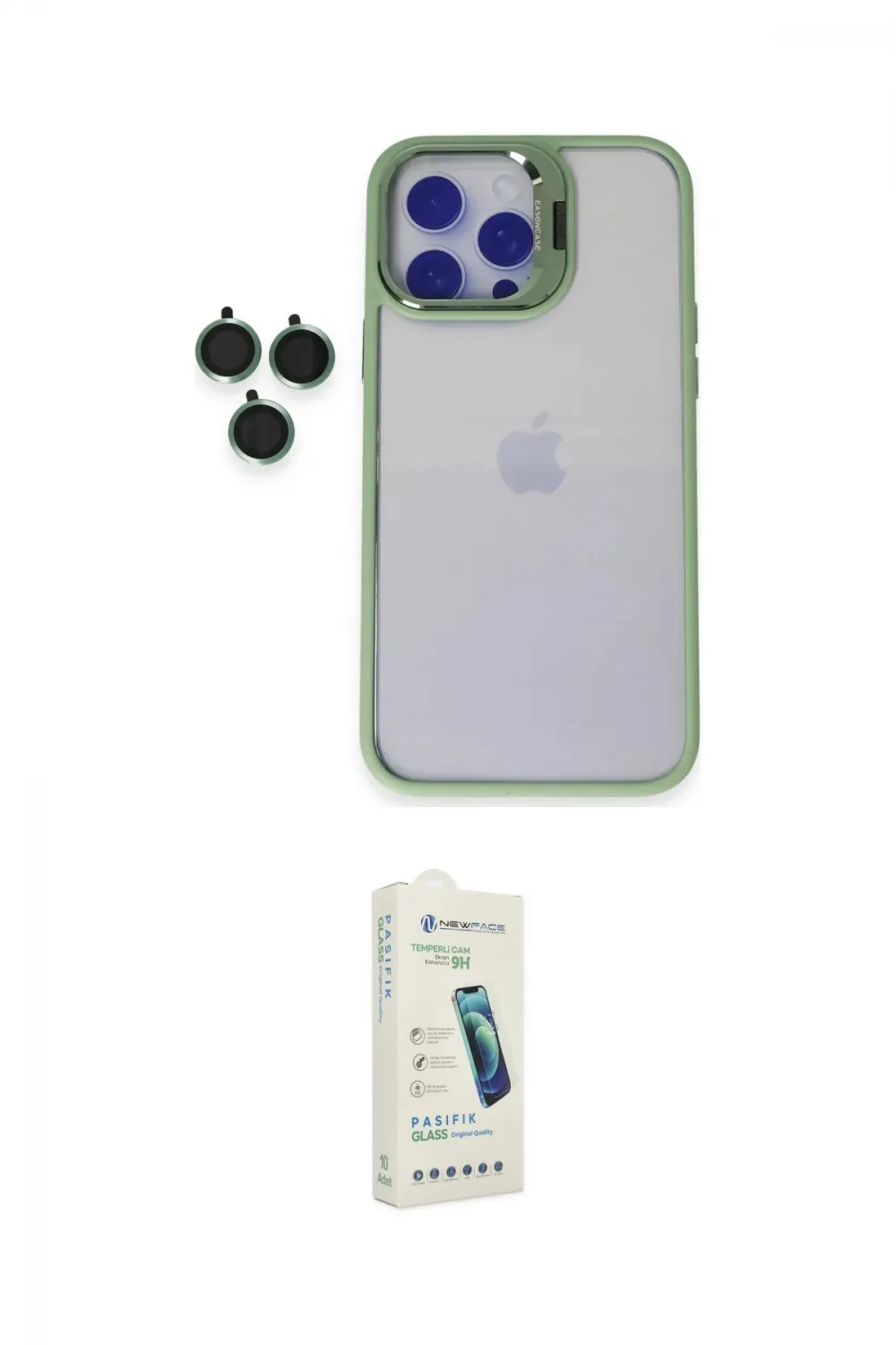ieg™ iPhone 14 Pro Kılıf Yankı Asil Serisi - Şeffaf Pasifik Cam Ekran Koruyucu