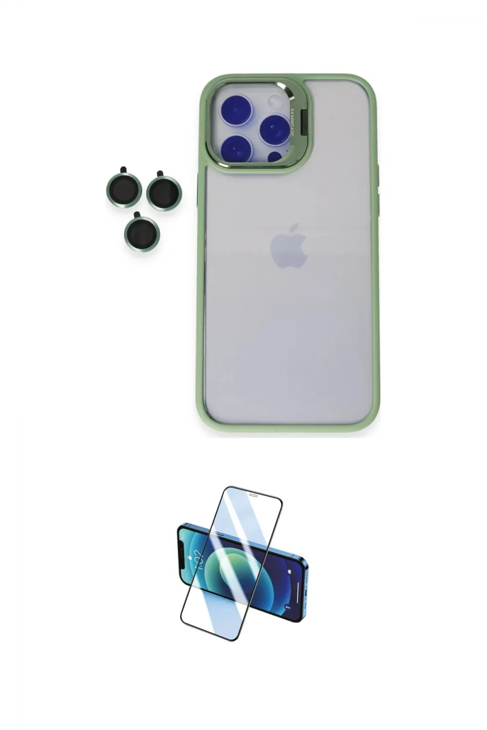 ieg™ iPhone 14 Pro Kılıf Yankı Asil Serisi - Siyah 3D Antistatik Cam Ekran Koruyucu
