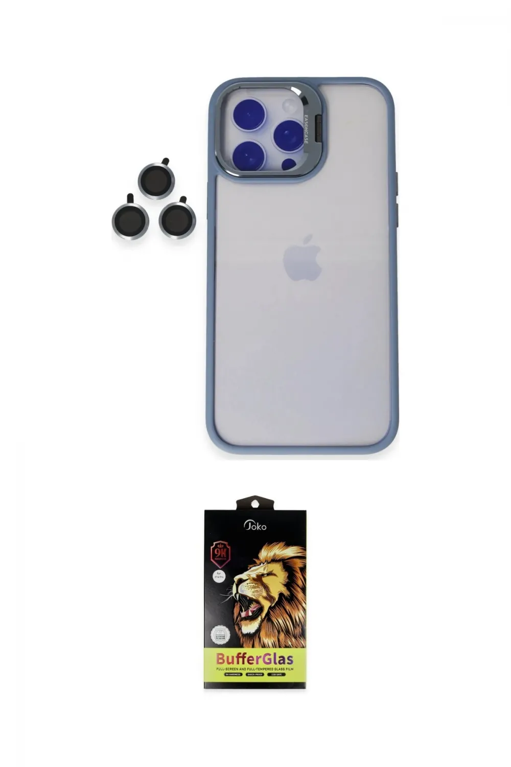 ieg™ iPhone 14 Pro Kılıf Yankı Asil Serisi - Siyah Buffer Cam Ekran Koruyucu