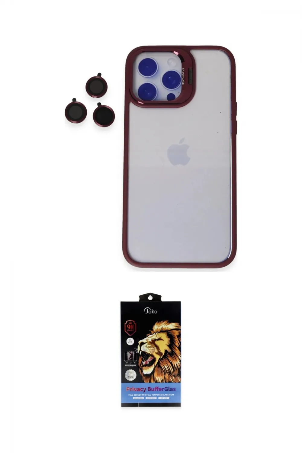 ieg™ iPhone 14 Pro Kılıf Yankı Asil Serisi - Siyah Buffer Hayalet Cam Ekran Koruyucu