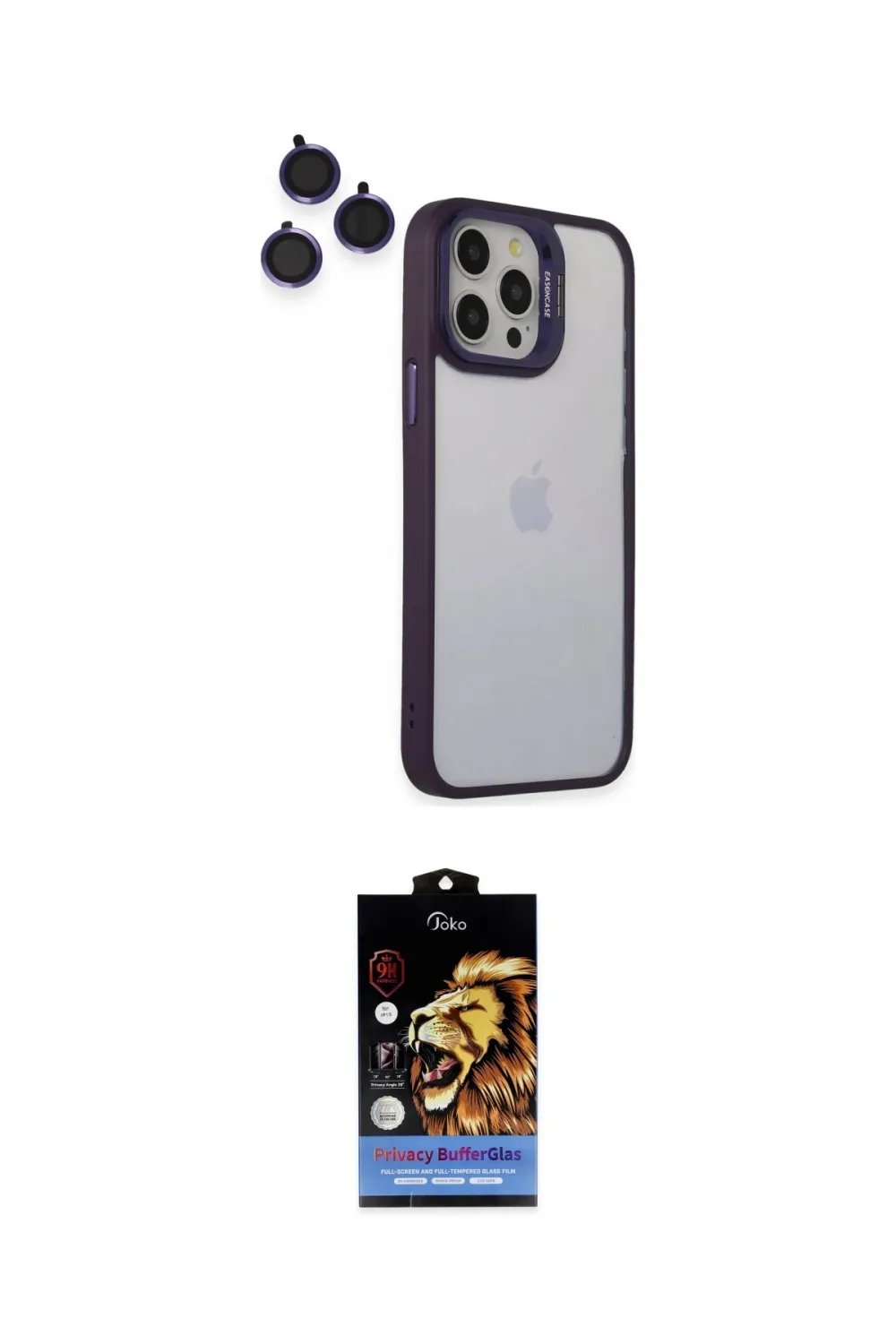 ieg™ iPhone 14 Pro Kılıf Yankı Asil Serisi - Siyah Buffer Hayalet Cam Ekran Koruyucu