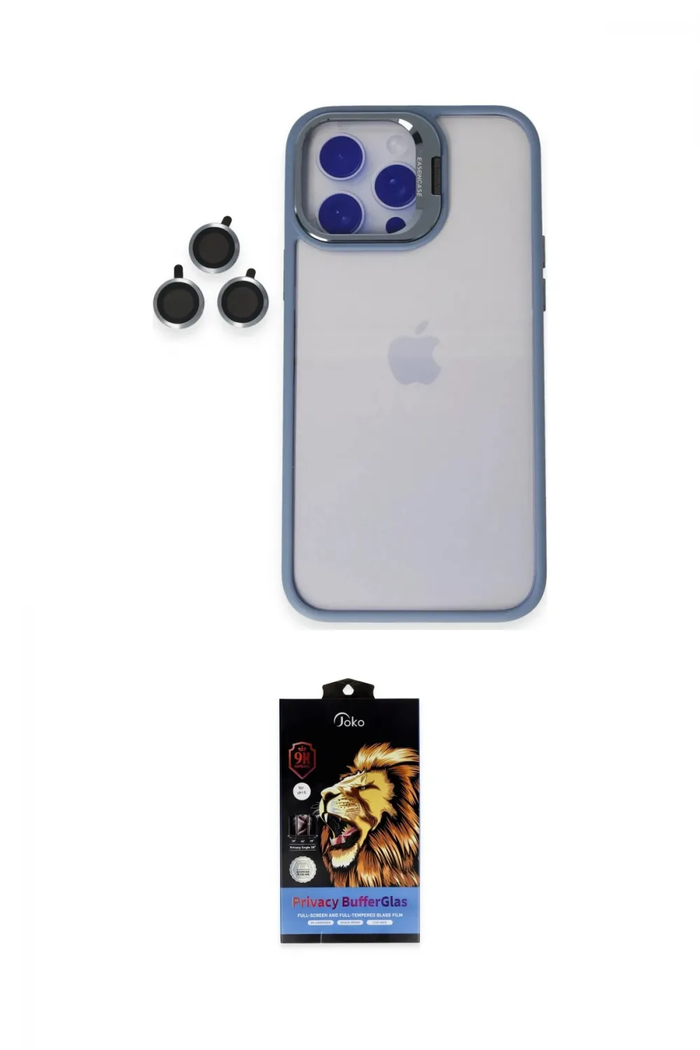 ieg™ iPhone 14 Pro Kılıf Yankı Asil Serisi - Siyah Buffer Hayalet Cam Ekran Koruyucu