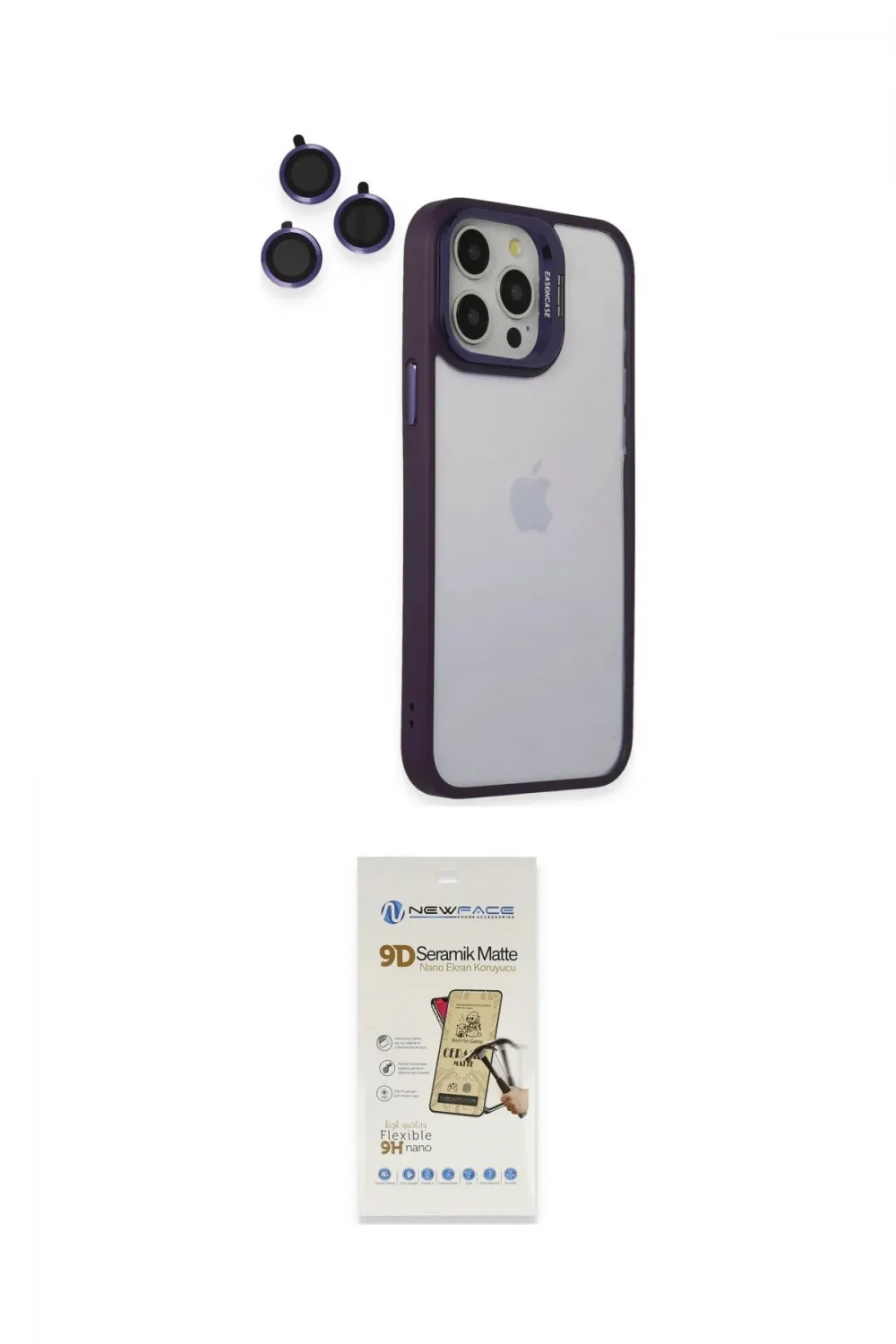 ieg™ iPhone 14 Pro Kılıf Yankı Asil Serisi - Siyah Mat Seramik Nano Ekran Koruyucu