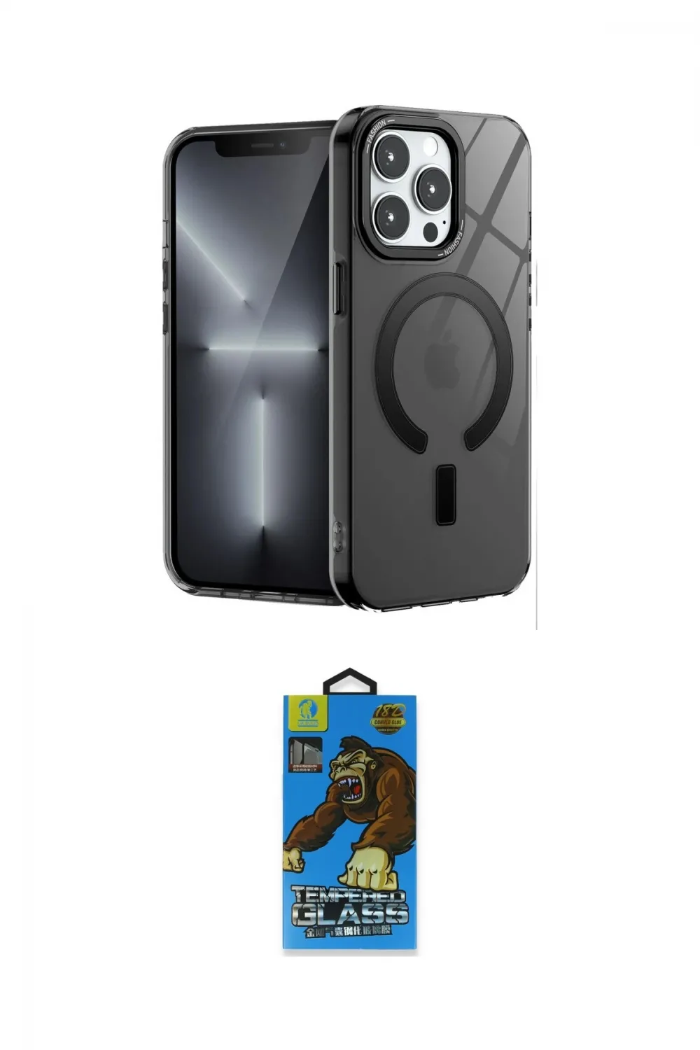 ieg™ iPhone 14 Pro Kılıf Yankı Çizgi - Siyah 18D Cam Ekran Koruyucu