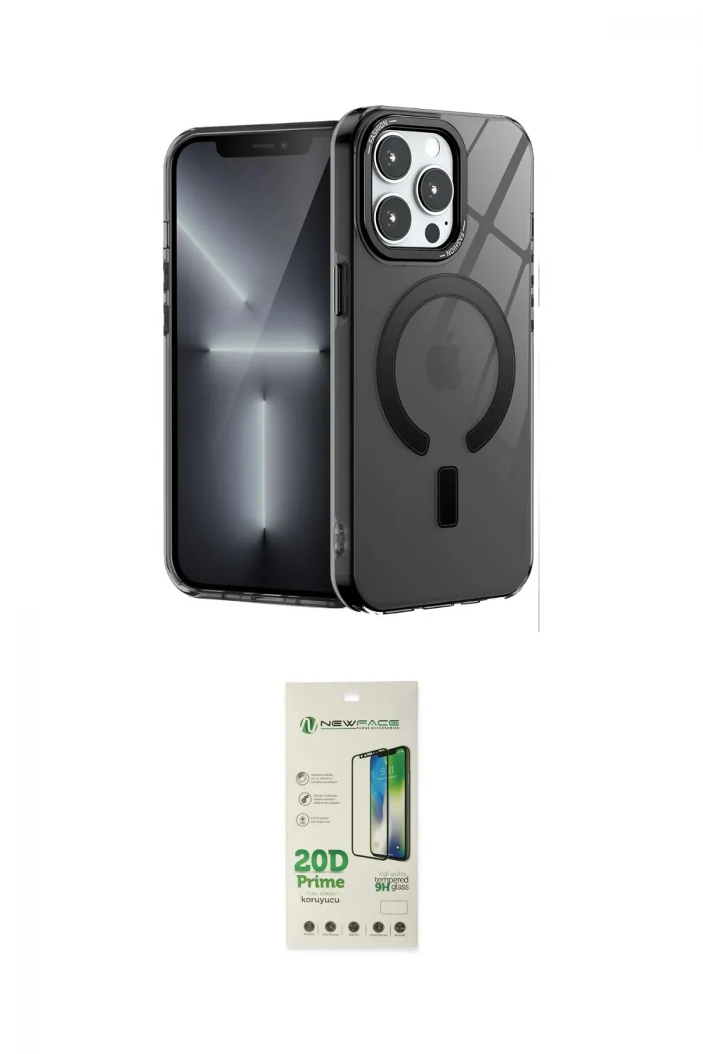 ieg™ iPhone 14 Pro Kılıf Yankı Çizgi - Siyah 20D Premium Cam Ekran Koruyucu