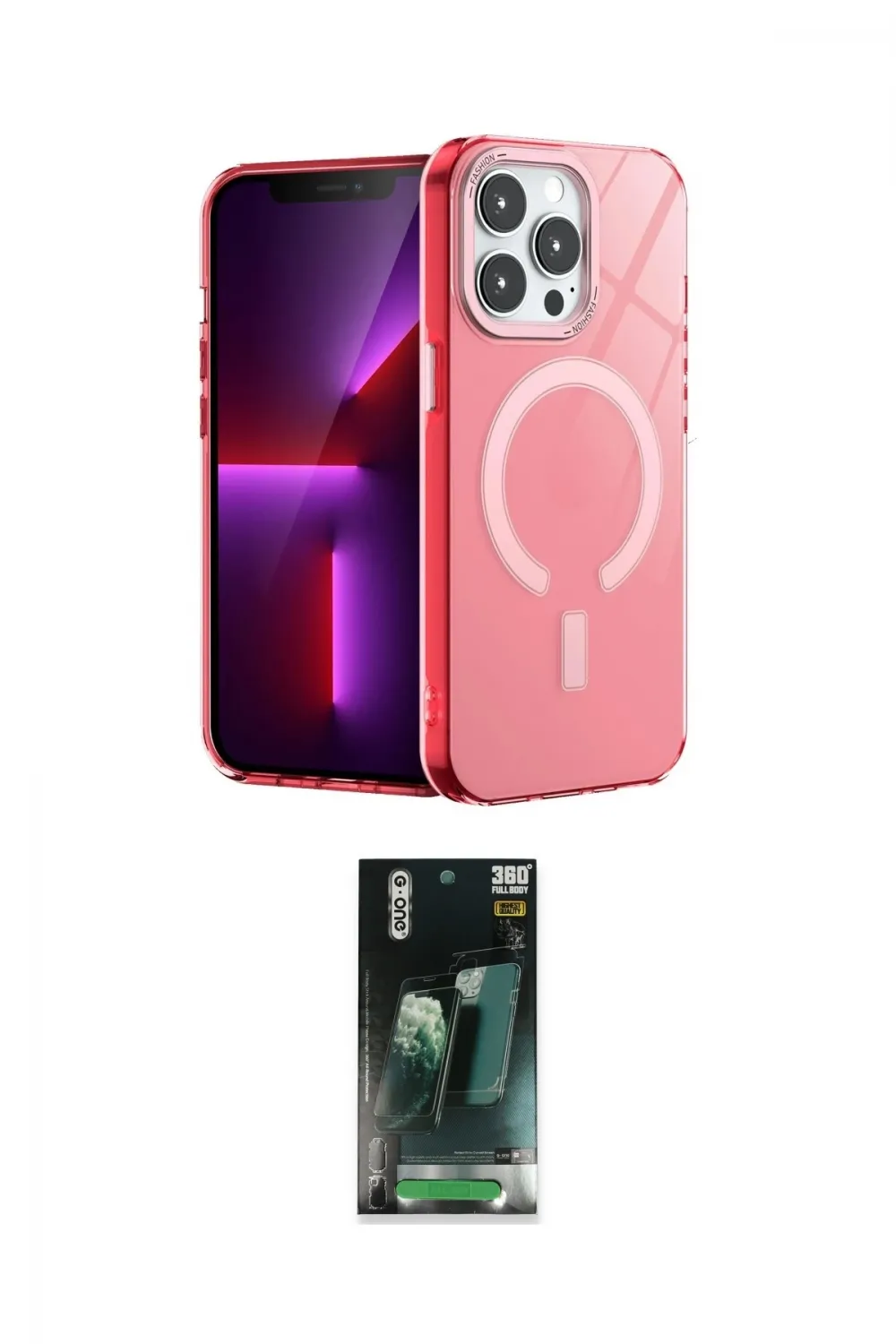 ieg™ iPhone 14 Pro Kılıf Yankı Çizgi - Siyah 360 Mat Full Body Arka Koruyucu