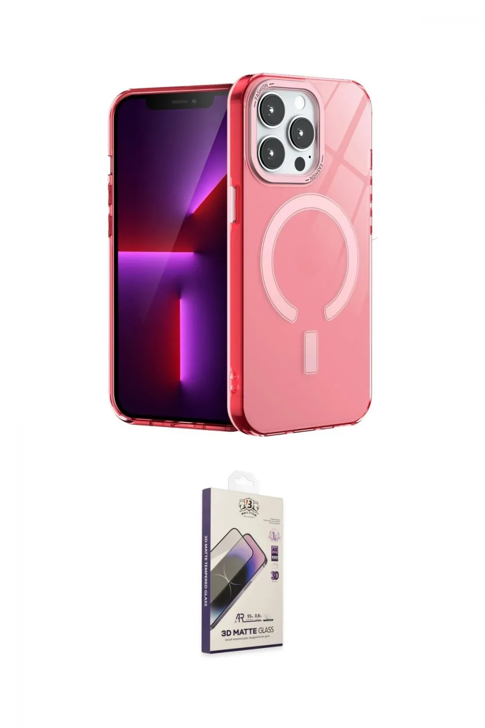 ieg™ iPhone 14 Pro Kılıf Yankı Çizgi - Siyah Bilvis 3D Mat Cam Ekran Koruyucu