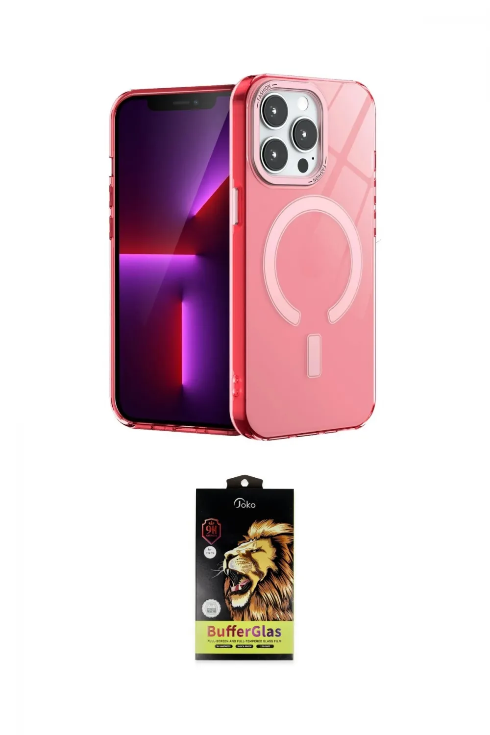 ieg™ iPhone 14 Pro Kılıf Yankı Çizgi - Siyah Buffer Cam Ekran Koruyucu