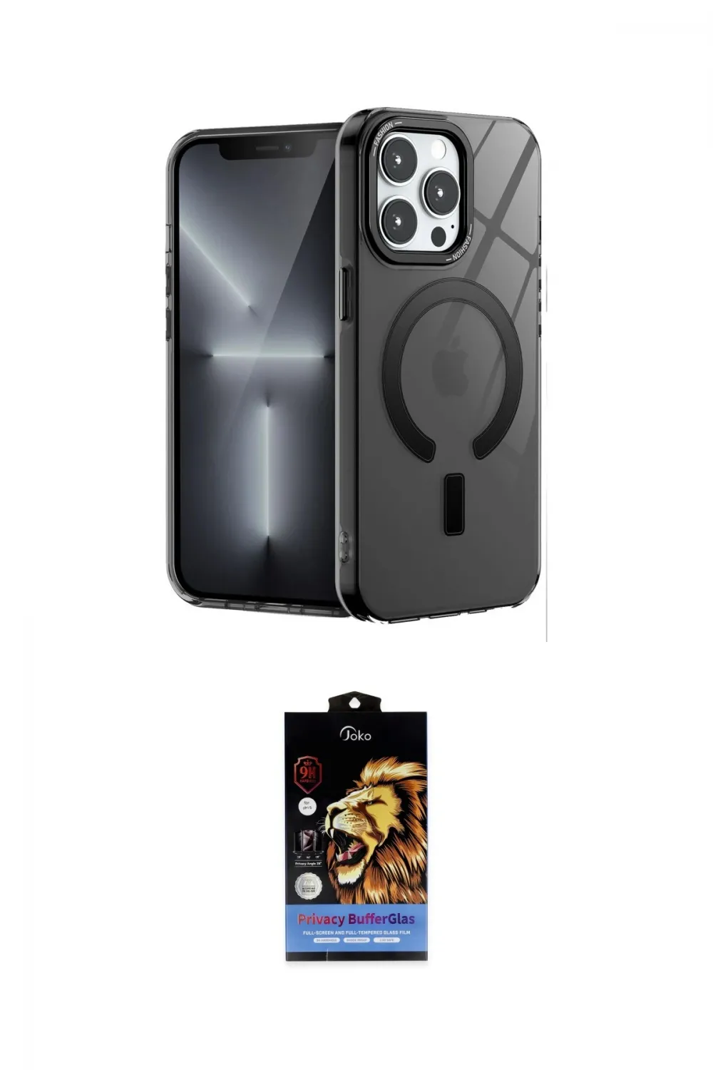 ieg™ iPhone 14 Pro Kılıf Yankı Çizgi - Siyah Buffer Hayalet Cam Ekran Koruyucu