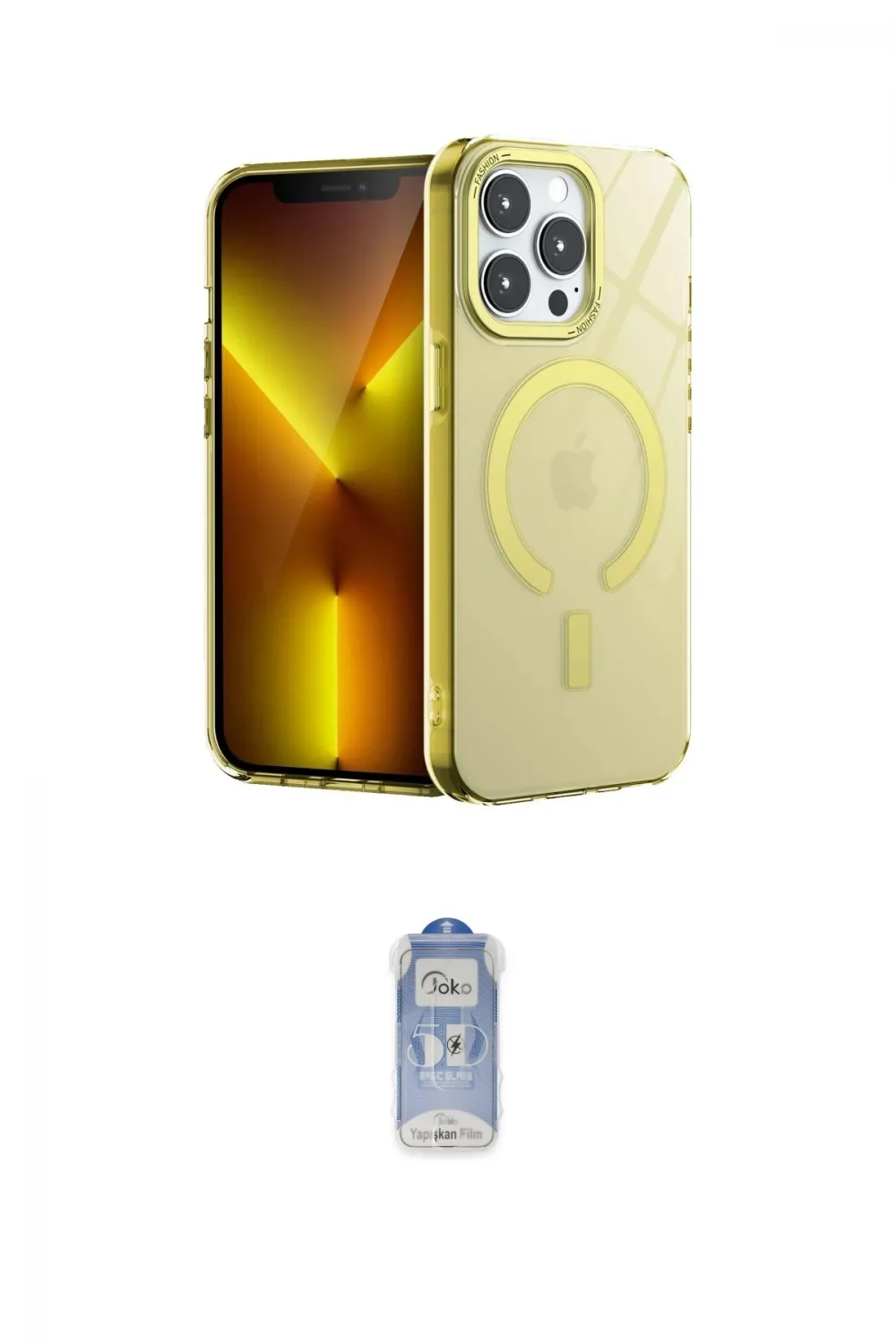 ieg™ iPhone 14 Pro Kılıf Yankı Çizgi - Siyah Joko Magic 5D Cam