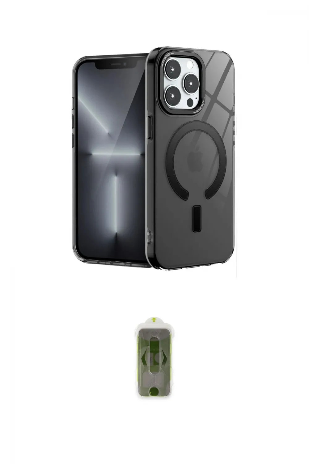 ieg™ iPhone 14 Pro Kılıf Yankı Çizgi - Siyah Joko Magic 5D Hayalet Cam