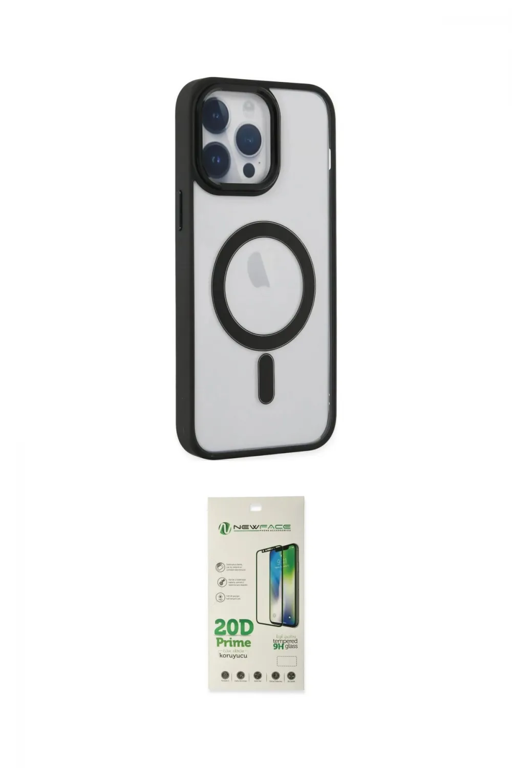 ieg™ iPhone 14 Pro Kılıf Yankı Işık Özel Seri - Siyah 20D Premium Cam Ekran Koruyucu