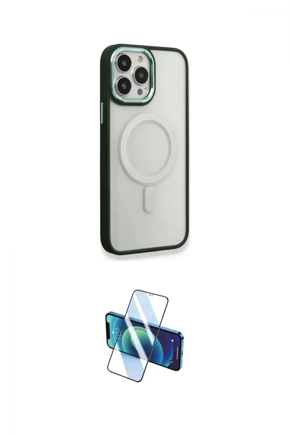 ieg™ iPhone 14 Pro Kılıf Yankı Işık Özel Seri - Siyah 3D Antistatik Cam Ekran Koruyucu