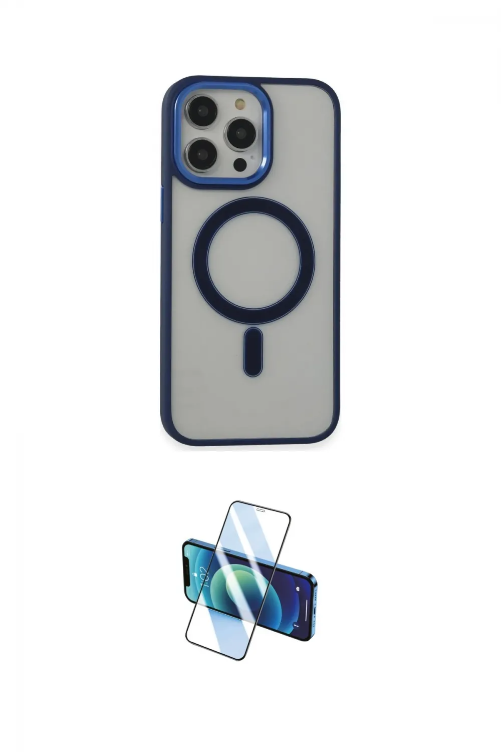 ieg™ iPhone 14 Pro Kılıf Yankı Işık Özel Seri - Siyah 3D Antistatik Cam Ekran Koruyucu