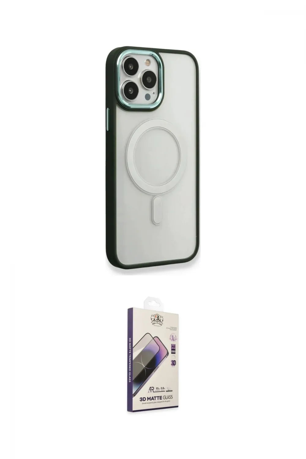 ieg™ iPhone 14 Pro Kılıf Yankı Işık Özel Seri - Siyah Bilvis 3D Mat Cam Ekran Koruyucu