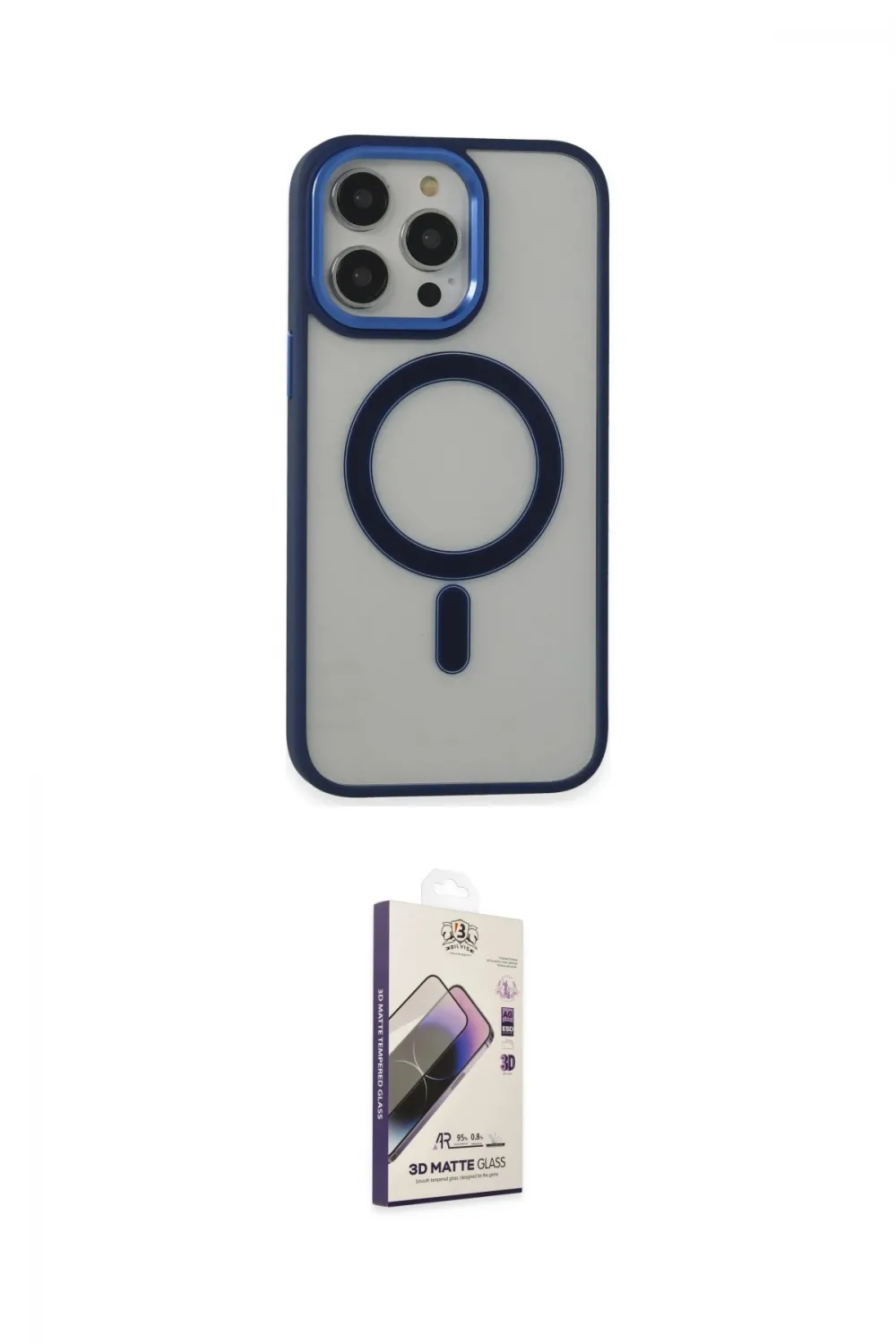 ieg™ iPhone 14 Pro Kılıf Yankı Işık Özel Seri - Siyah Bilvis 3D Mat Cam Ekran Koruyucu