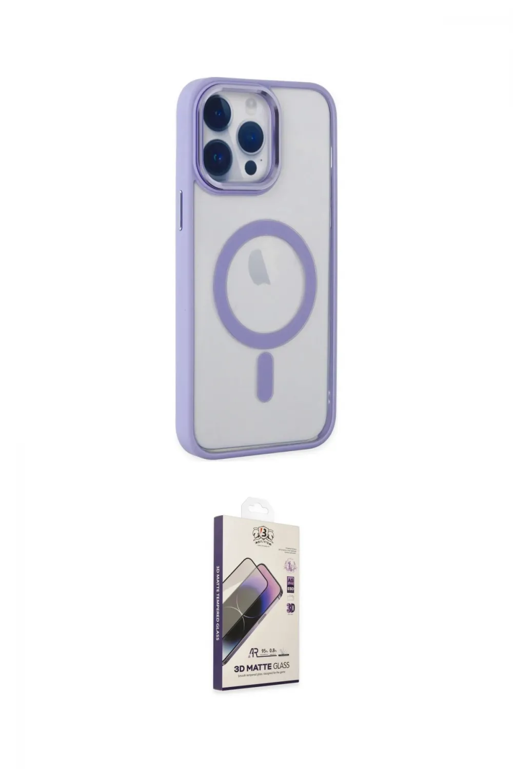 ieg™ iPhone 14 Pro Kılıf Yankı Işık Özel Seri - Siyah Bilvis 3D Mat Cam Ekran Koruyucu