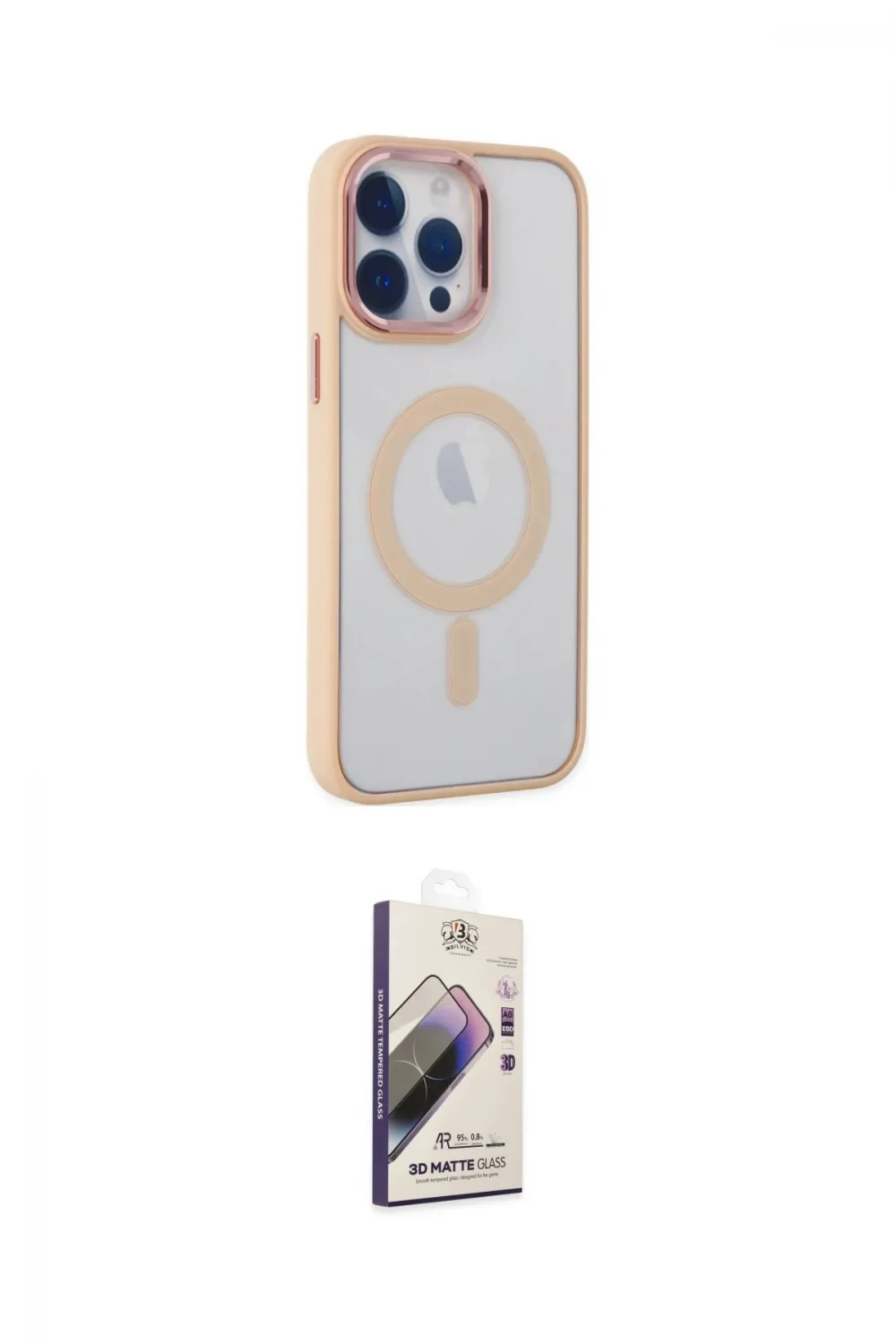 ieg™ iPhone 14 Pro Kılıf Yankı Işık Özel Seri - Siyah Bilvis 3D Mat Cam Ekran Koruyucu