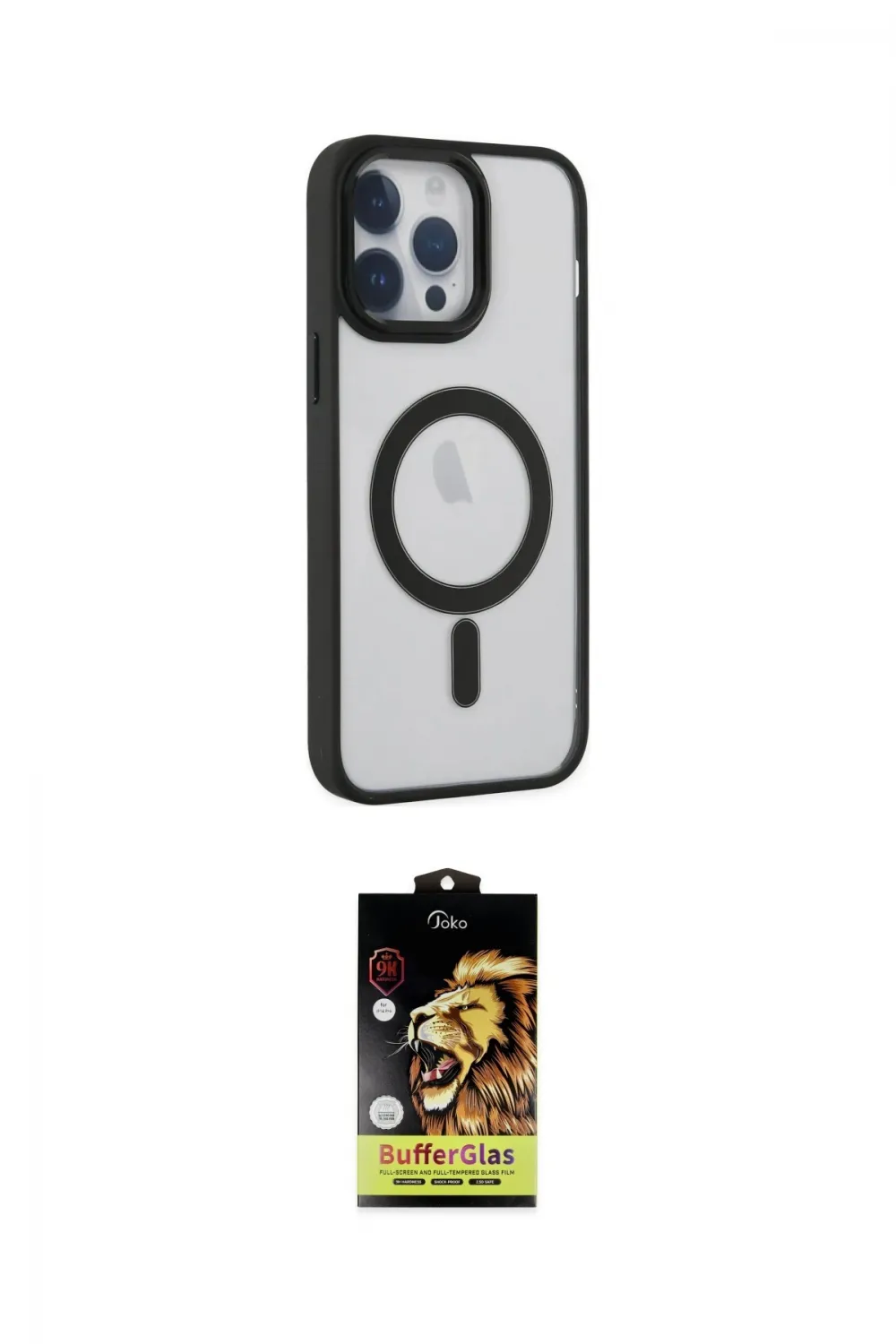 ieg™ iPhone 14 Pro Kılıf Yankı Işık Özel Seri - Siyah Buffer Cam Ekran Koruyucu