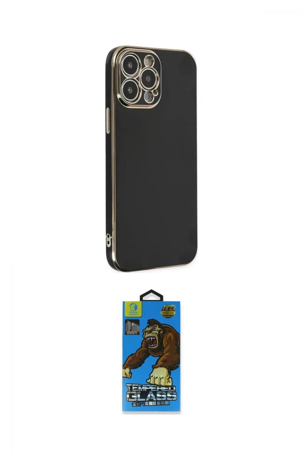 ieg™ iPhone 14 Pro Kılıf Yankı Serisi - Siyah 18D Cam Ekran Koruyucu