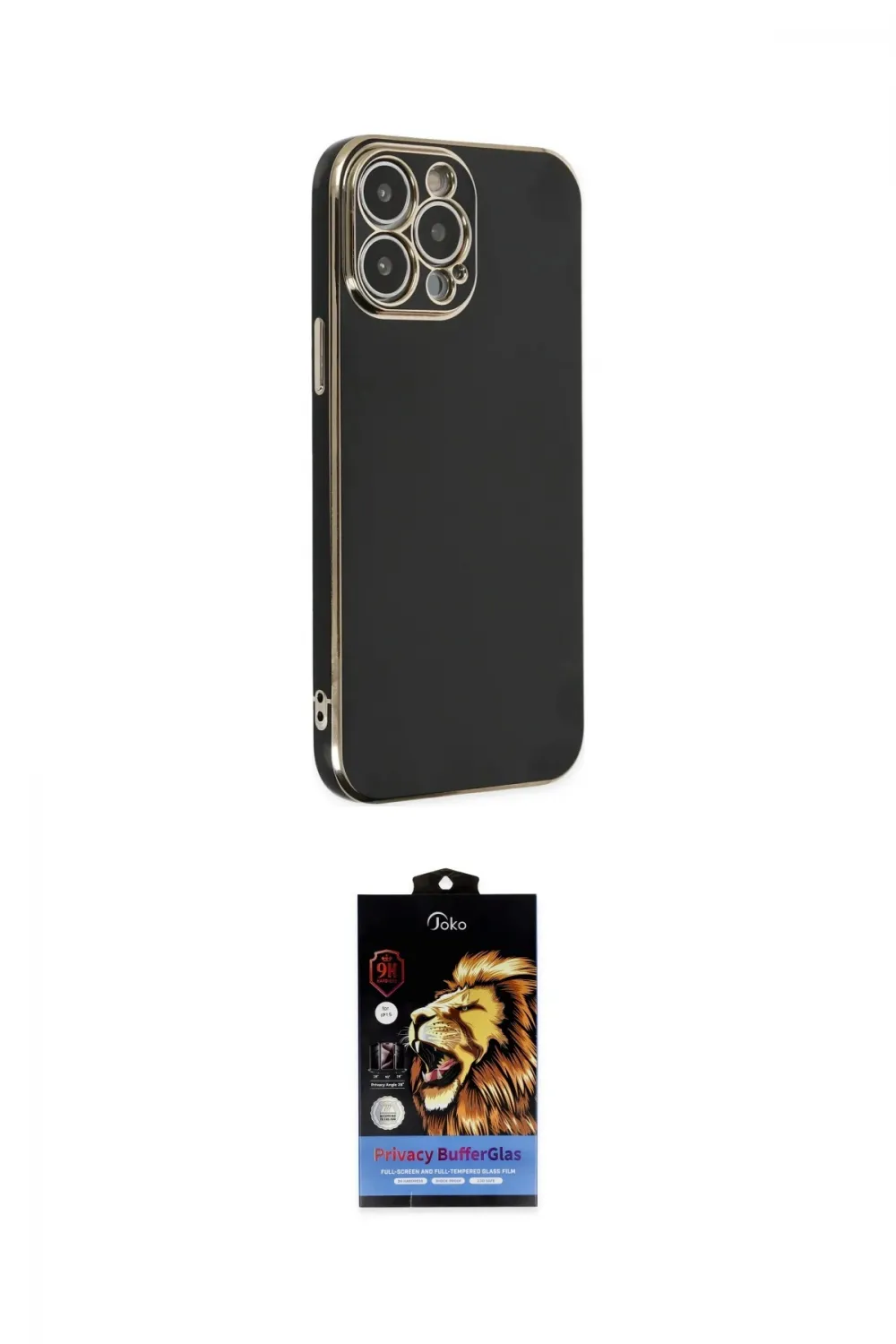ieg™ iPhone 14 Pro Kılıf Yankı Serisi - Siyah Buffer Hayalet Cam Ekran Koruyucu