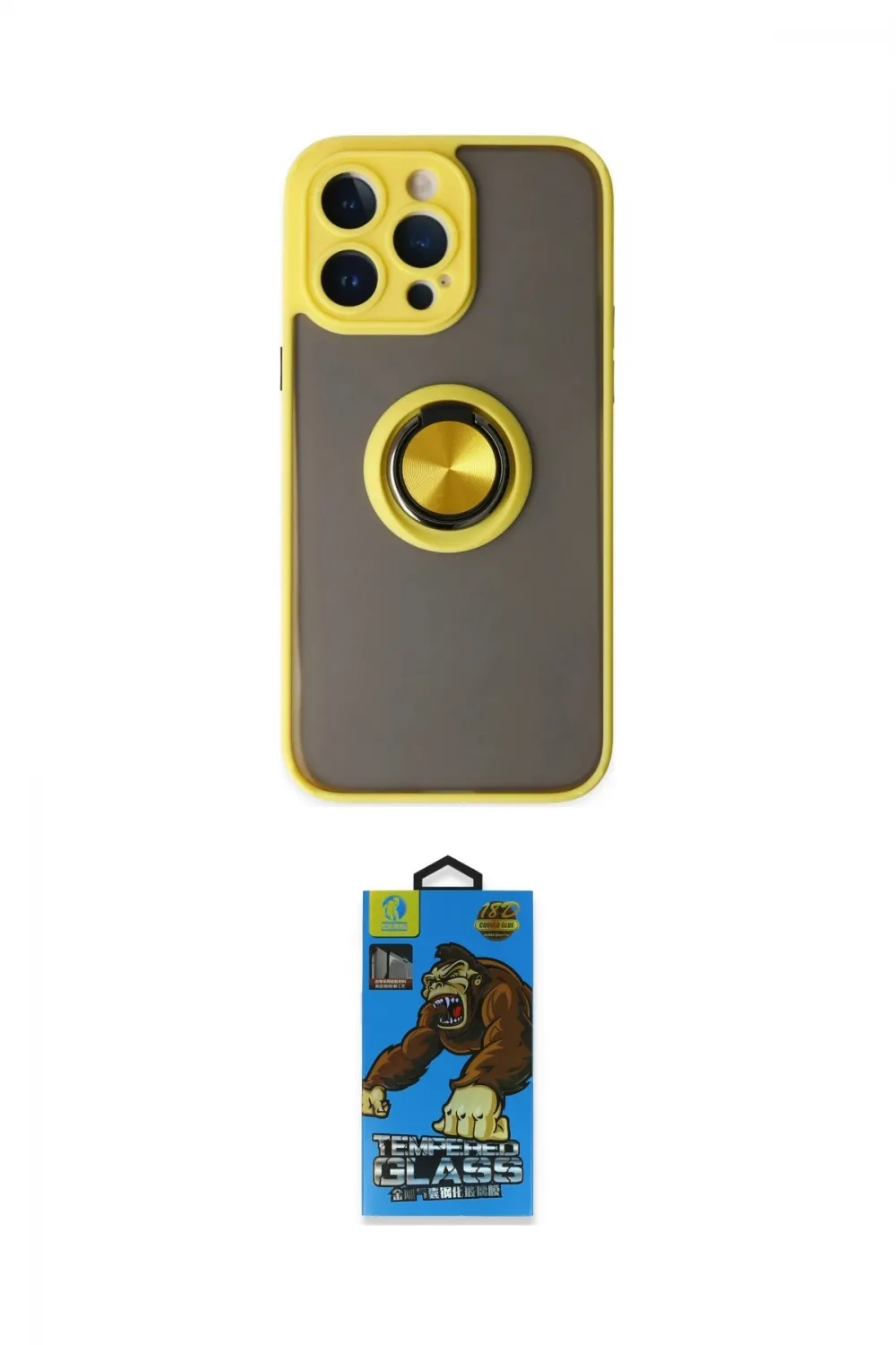 ieg™ iPhone 14 Pro Kılıf Yörünge Çizgi - Siyah 18D Cam Ekran Koruyucu