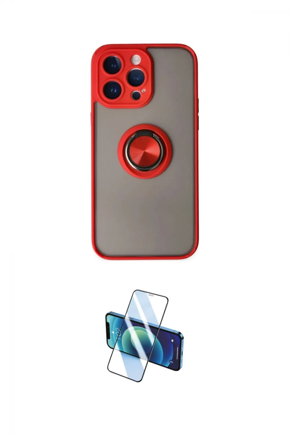 ieg™ iPhone 14 Pro Kılıf Yörünge Çizgi - Siyah 3D Antistatik Cam Ekran Koruyucu