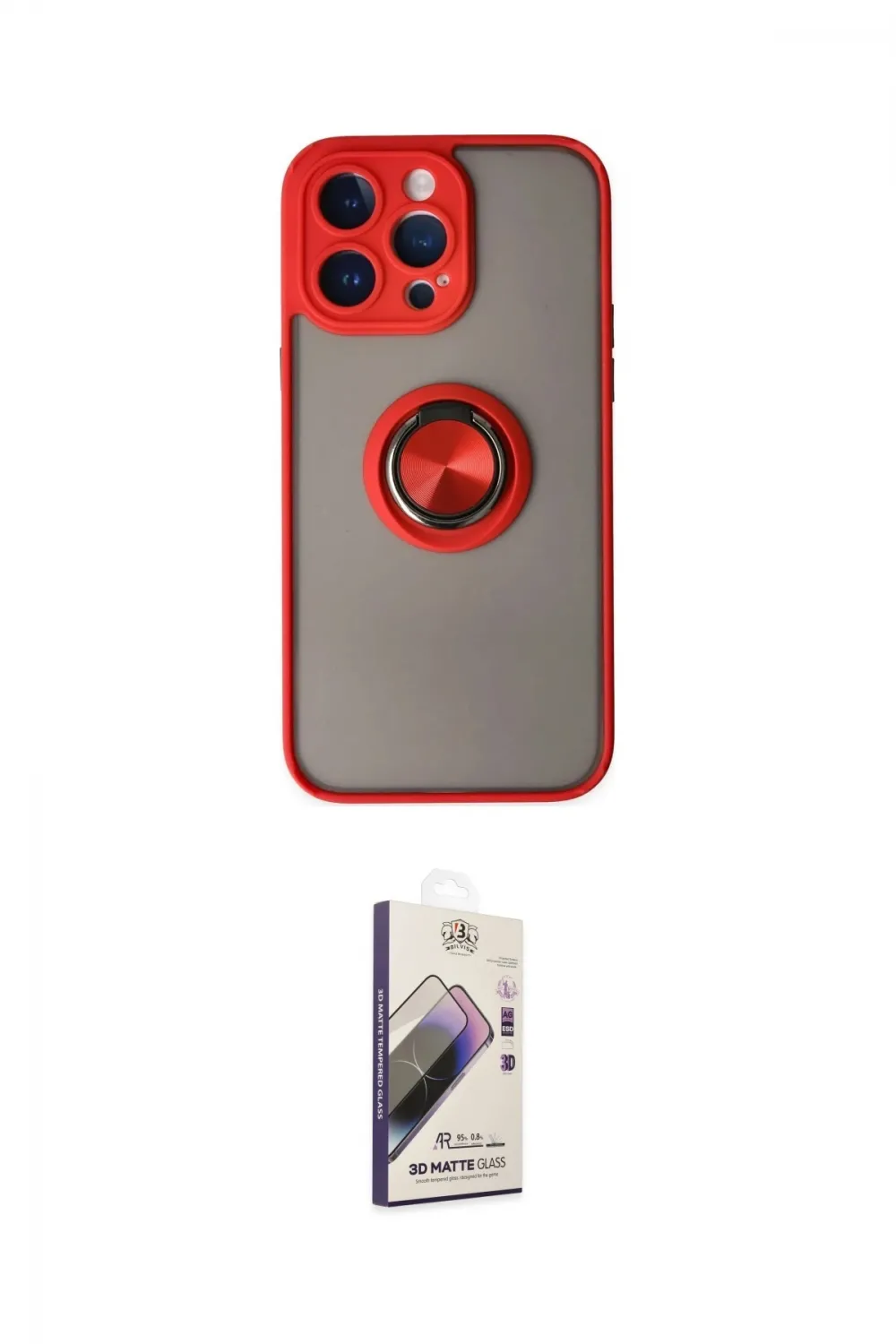 ieg™ iPhone 14 Pro Kılıf Yörünge Çizgi - Siyah Bilvis 3D Mat Cam Ekran Koruyucu
